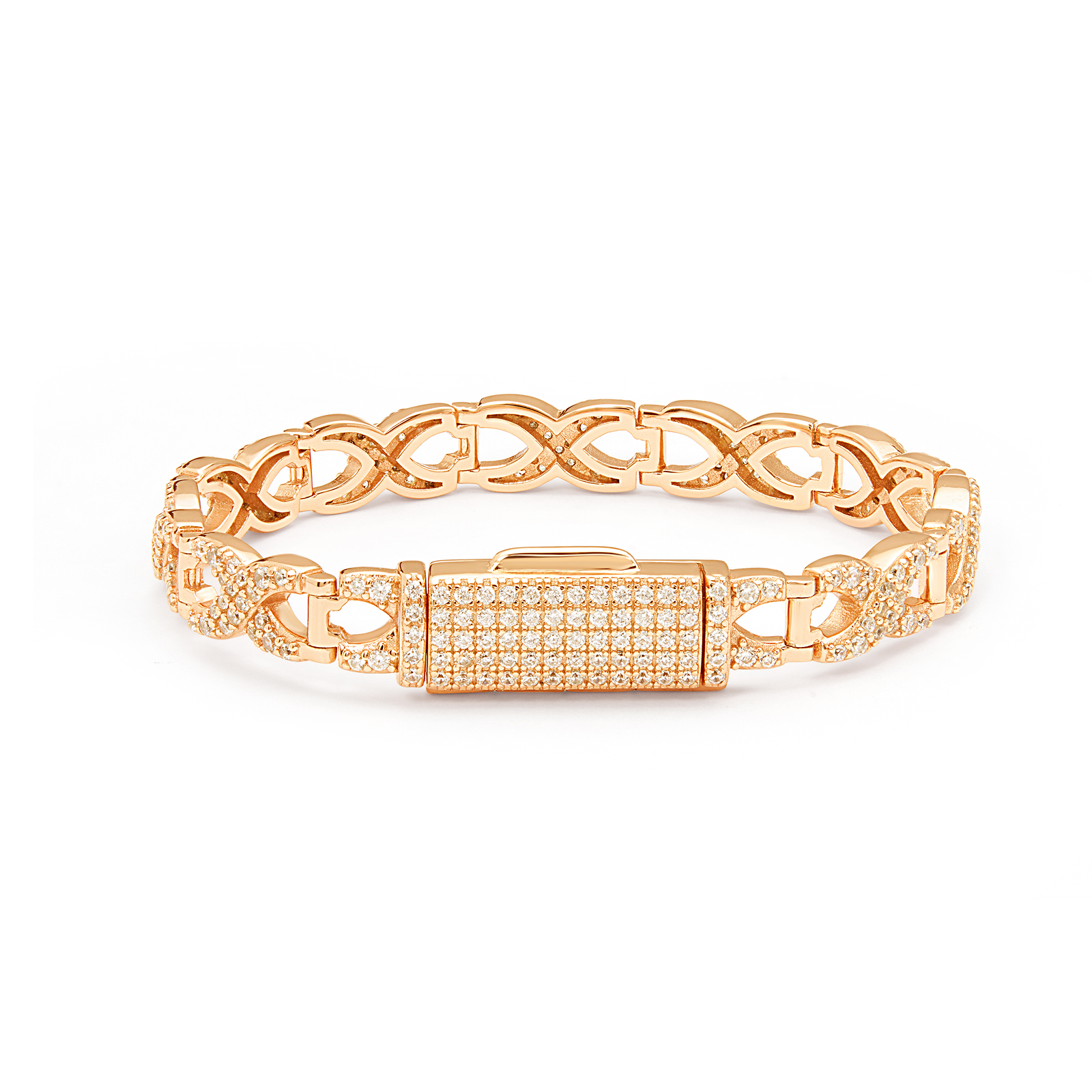 Infinity Link Bracelet with Pave Box Clasp