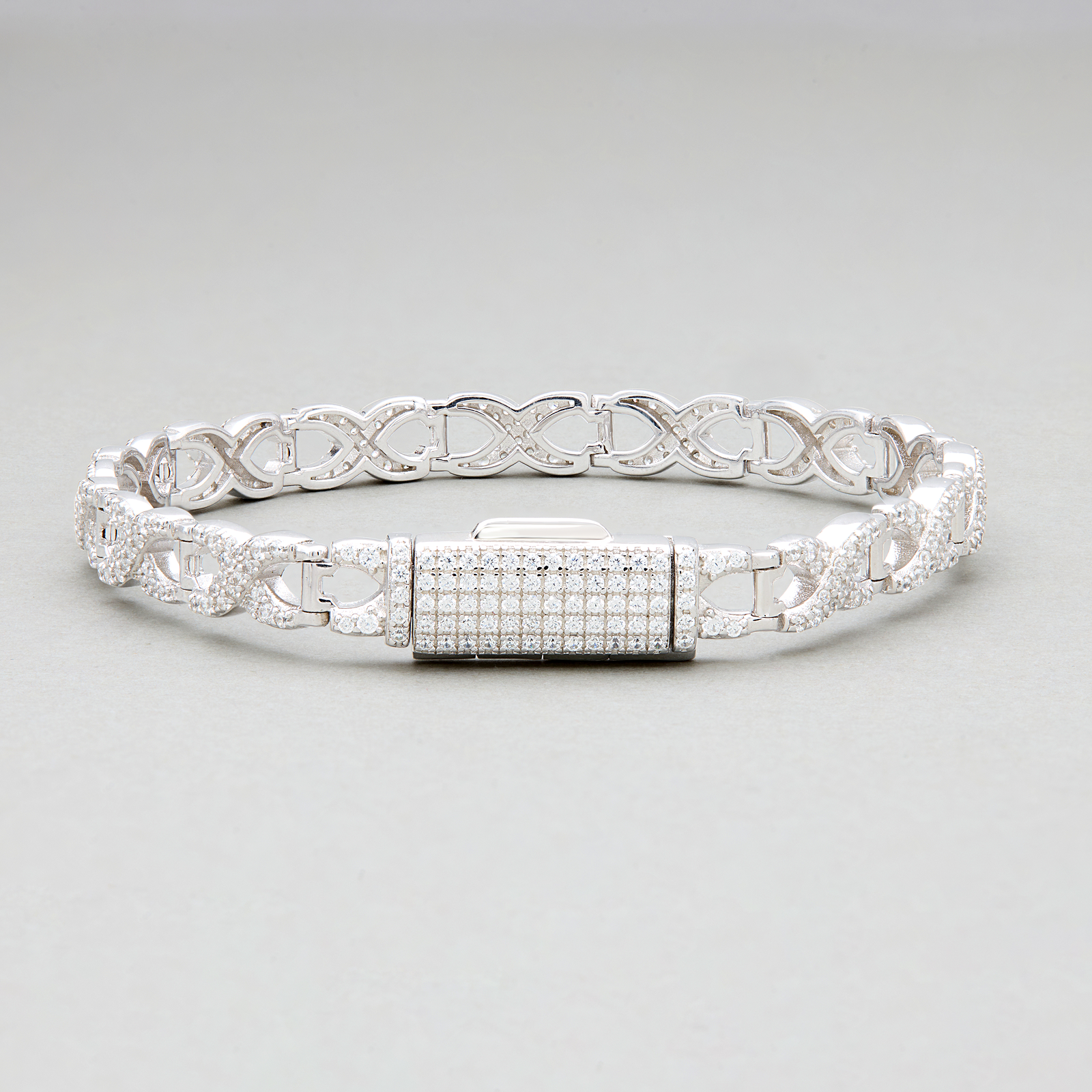 Infinity Link Bracelet with Pave Box Clasp