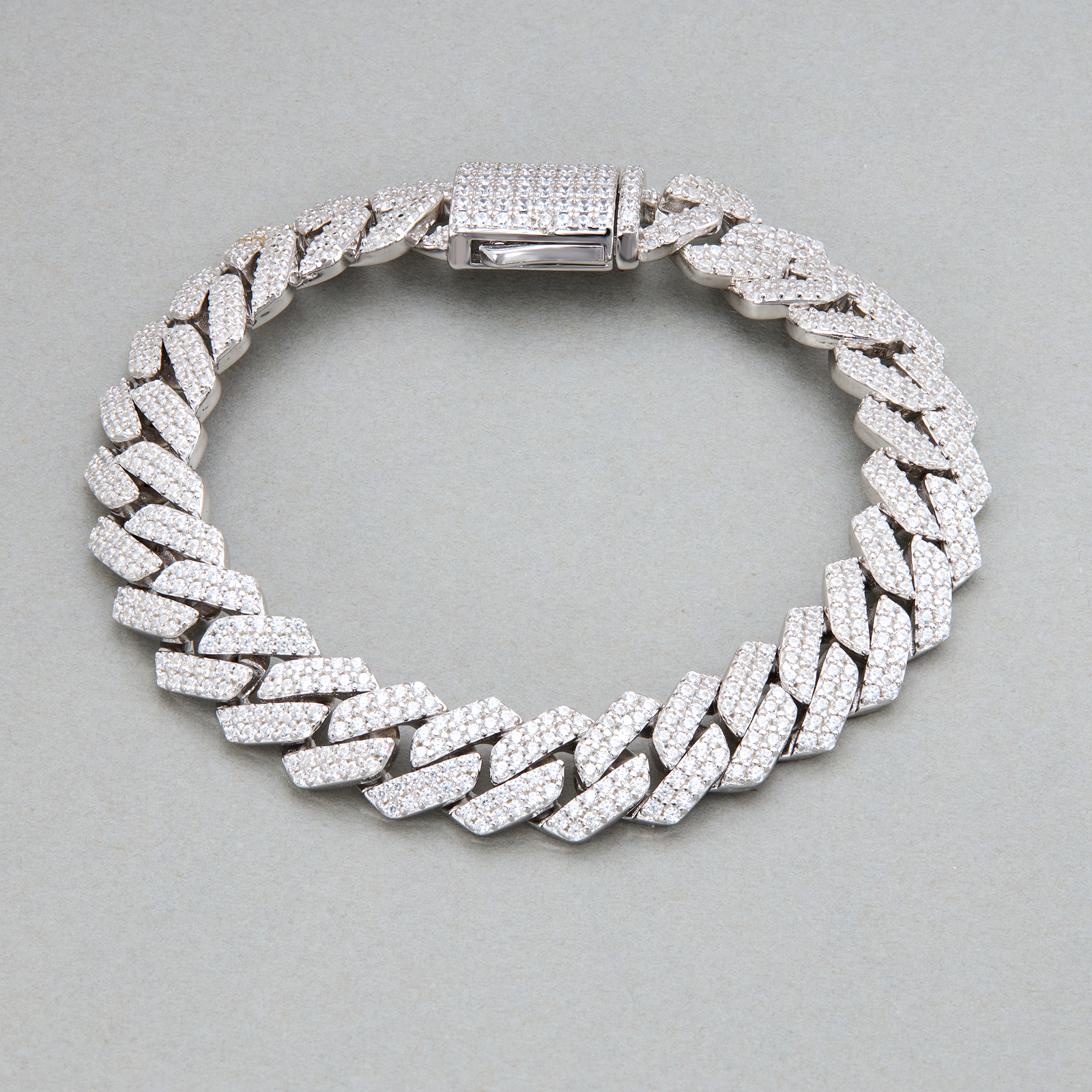 Heavy Cuban Link Bracelet with Pave Clasp