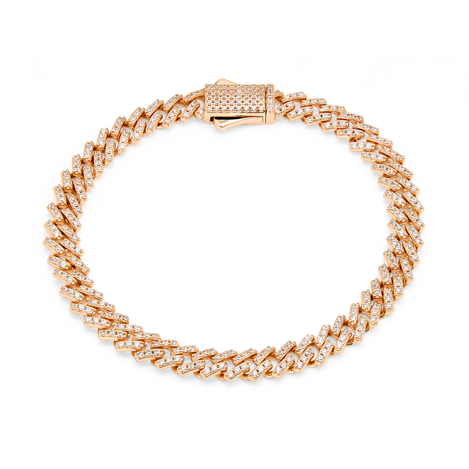 Angular Cuban Link Bracelet with Pave Clasp