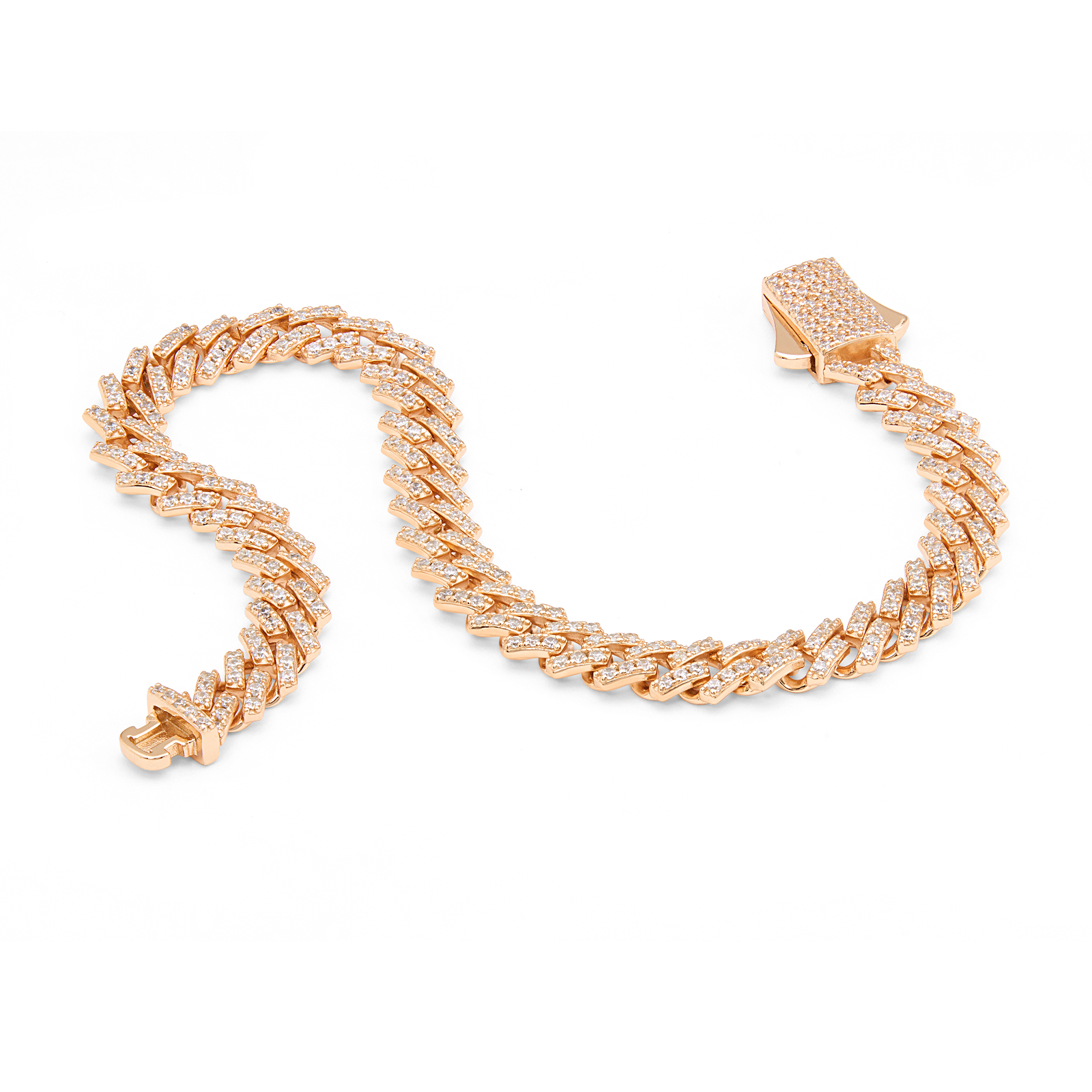 Angular Cuban Link Bracelet with Pave Clasp