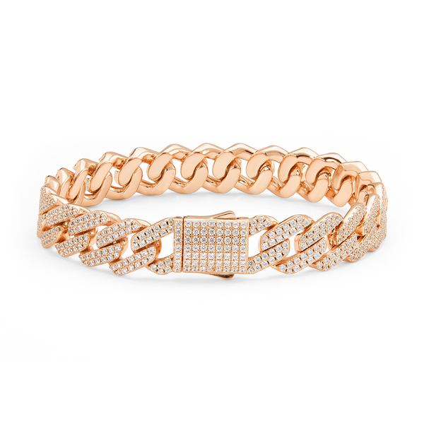 Fully Iced-Out Pave Cuban Link Bracelet - Rose Gold