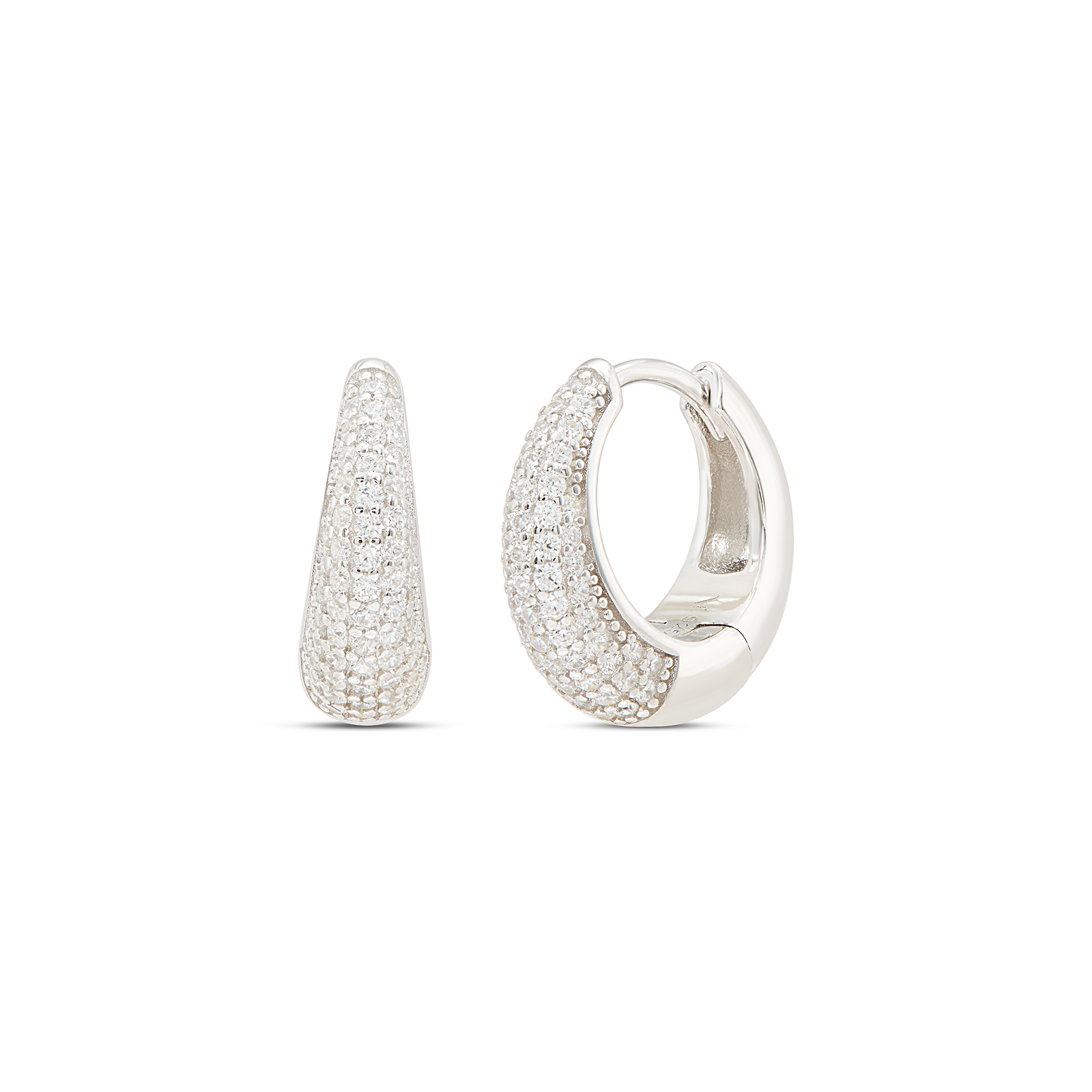 Tapered Pave Drop & Hoop Earrings