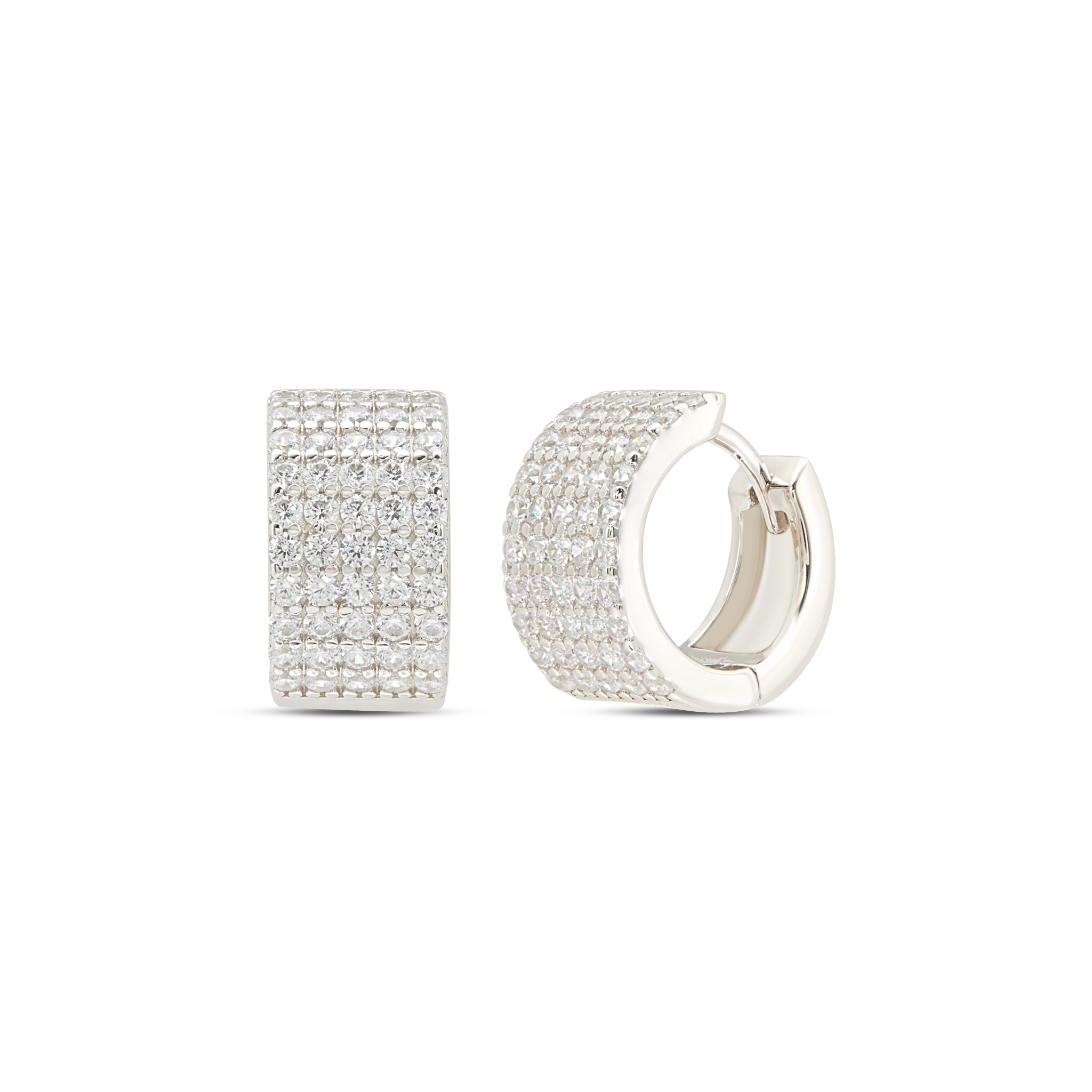 Multi-Row Pave Bar Stud & Hoop Earrings