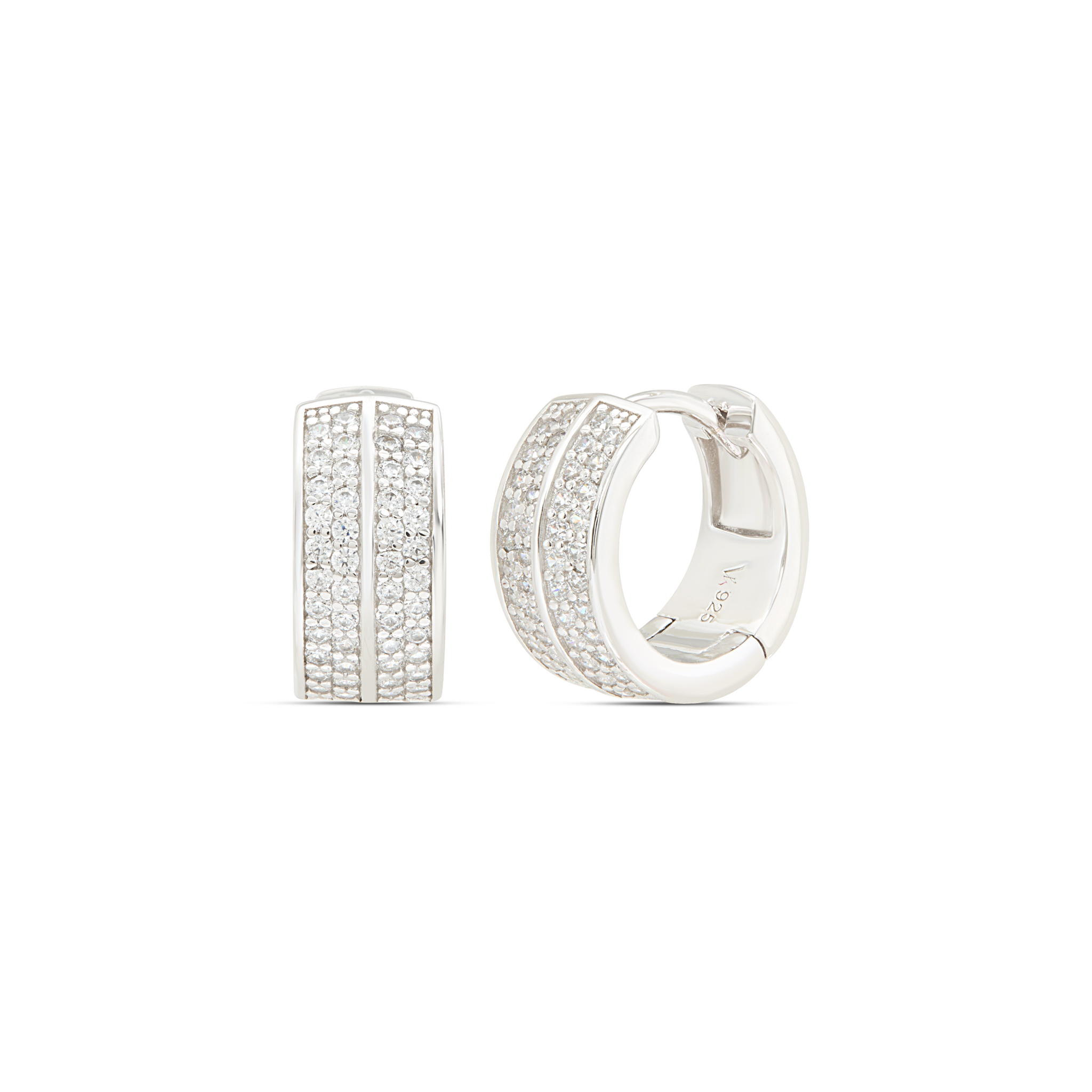 Wide Pave Bar Drop & Crystal Hoop Earrings