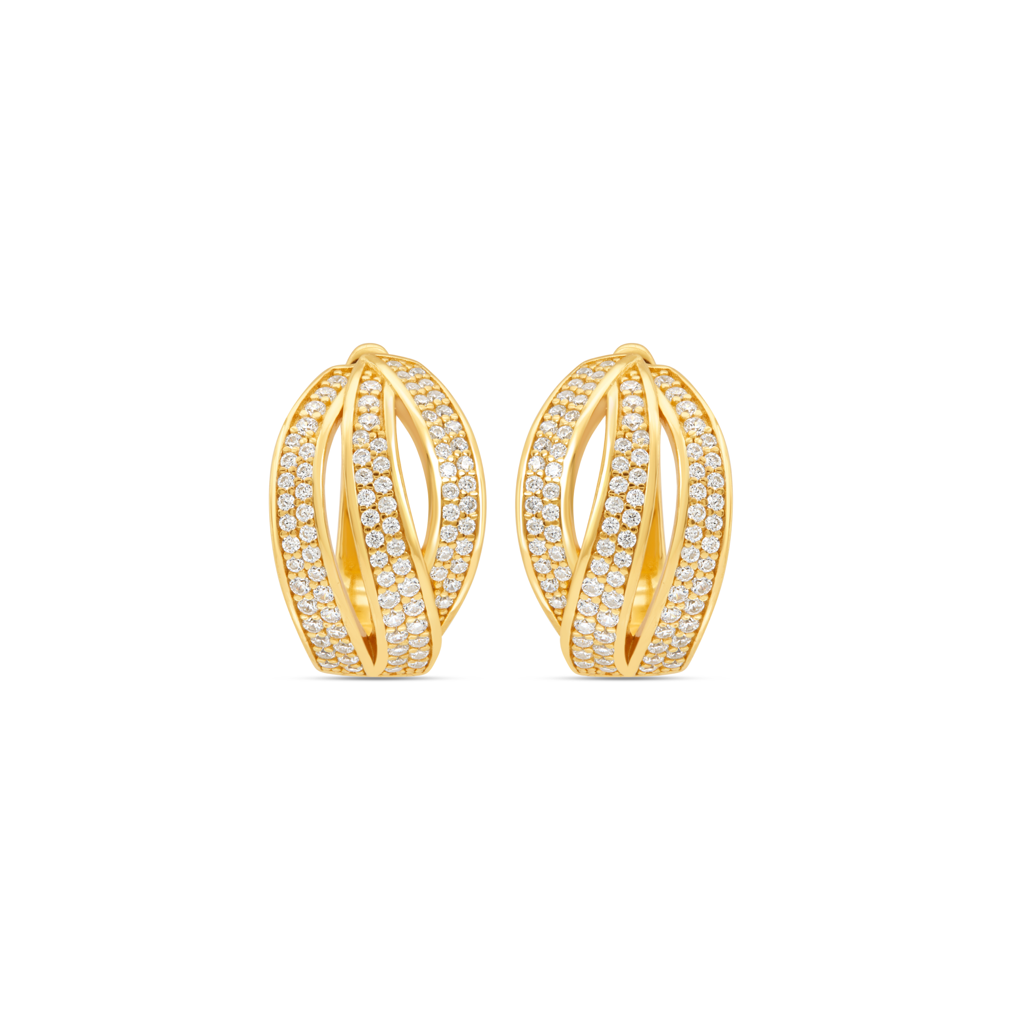 Oval Pave Huggie Earrings
