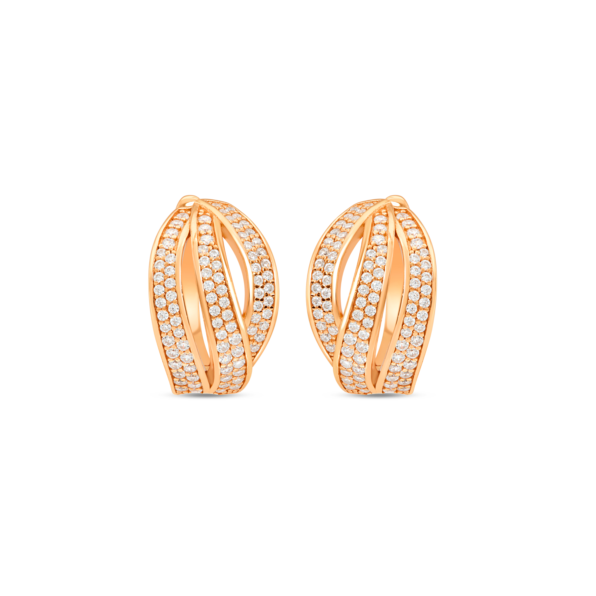 Oval Pave Huggie Earrings