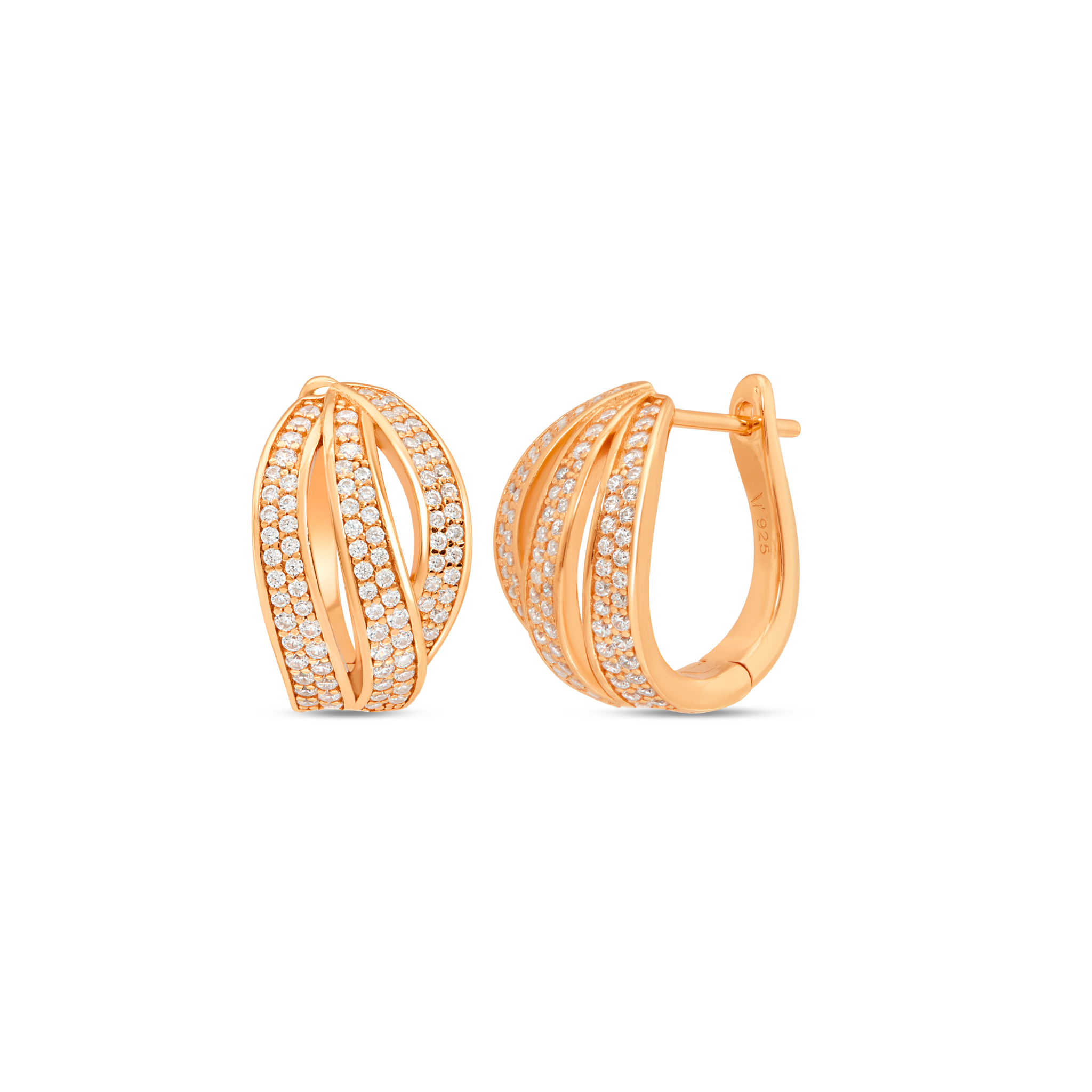 Oval Pave Huggie Earrings