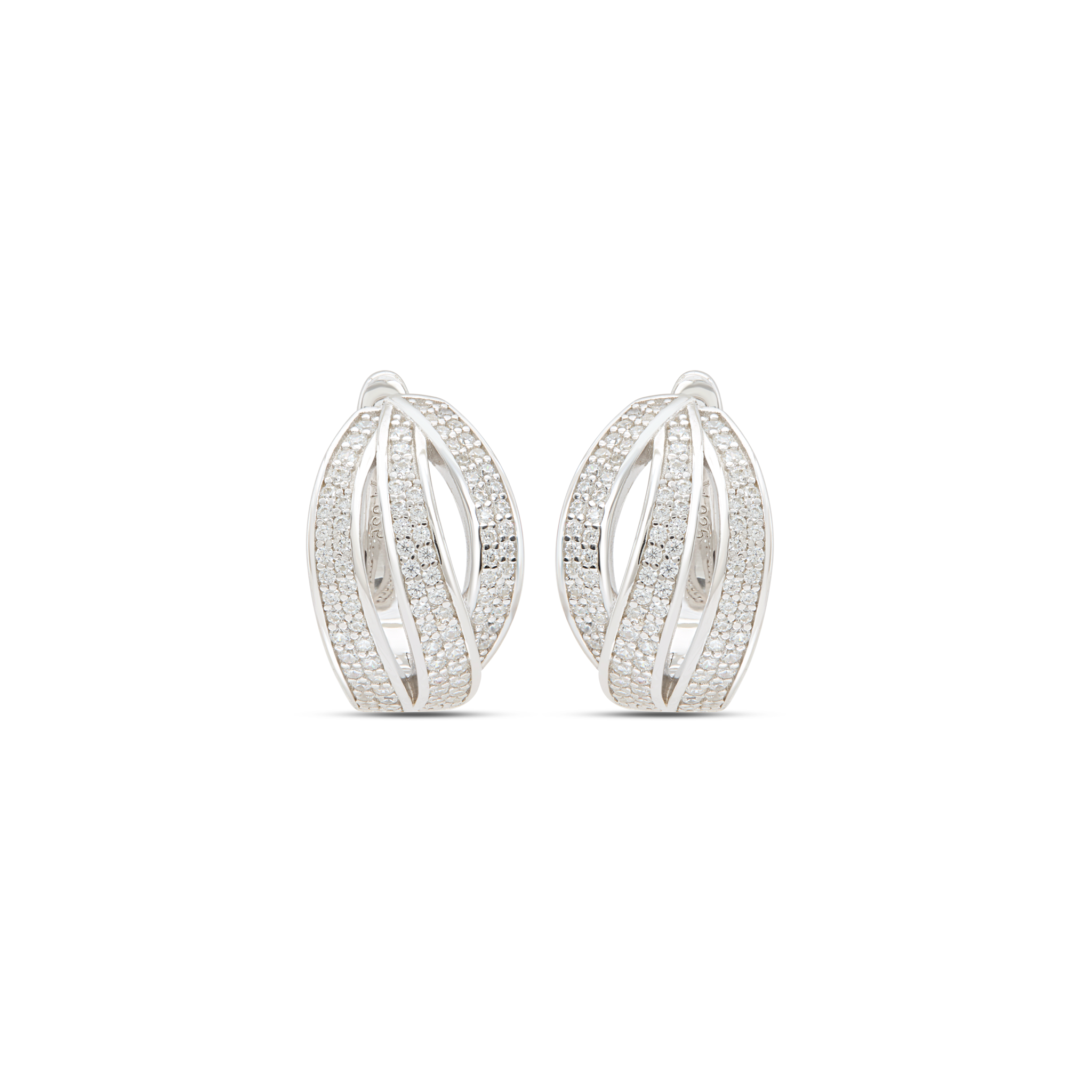 Oval Pave Huggie Earrings