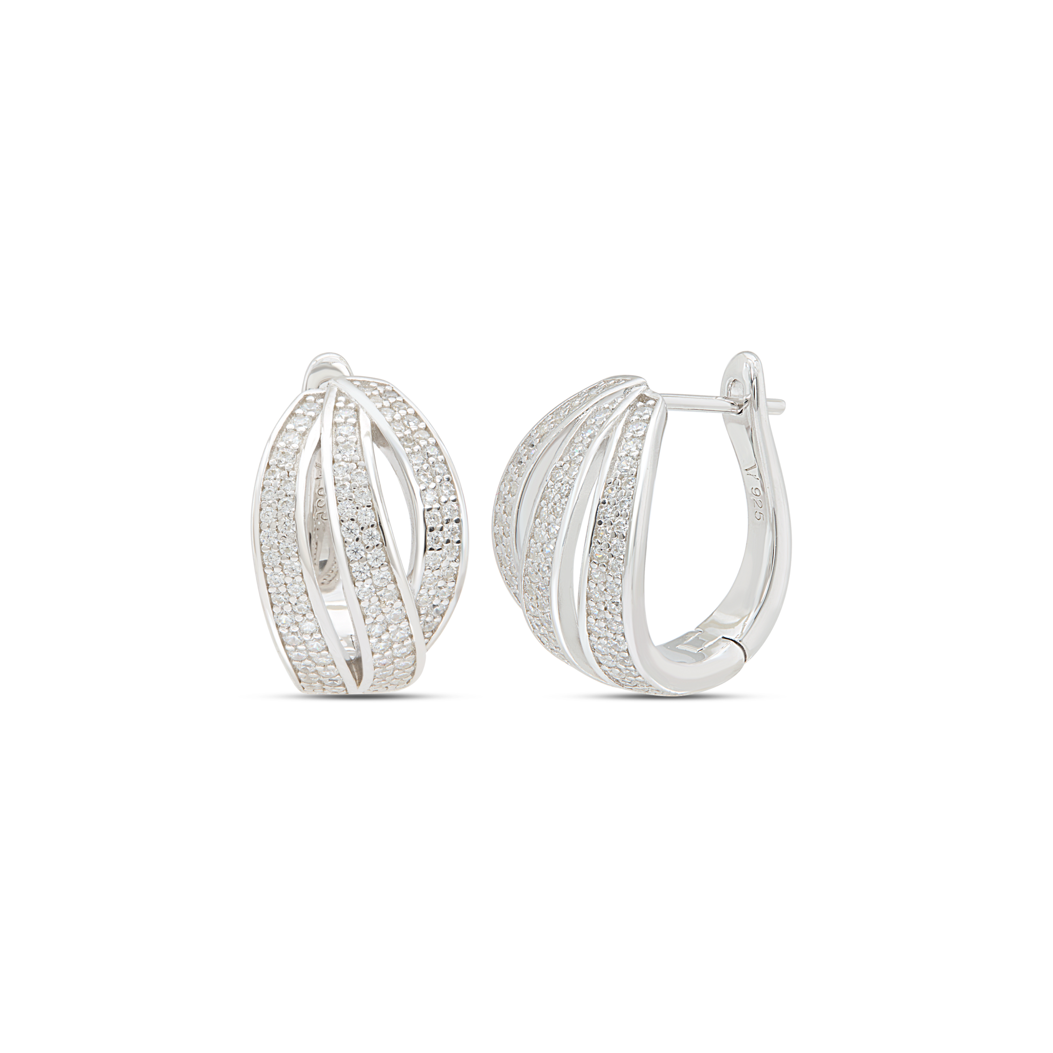 Oval Pave Huggie Earrings