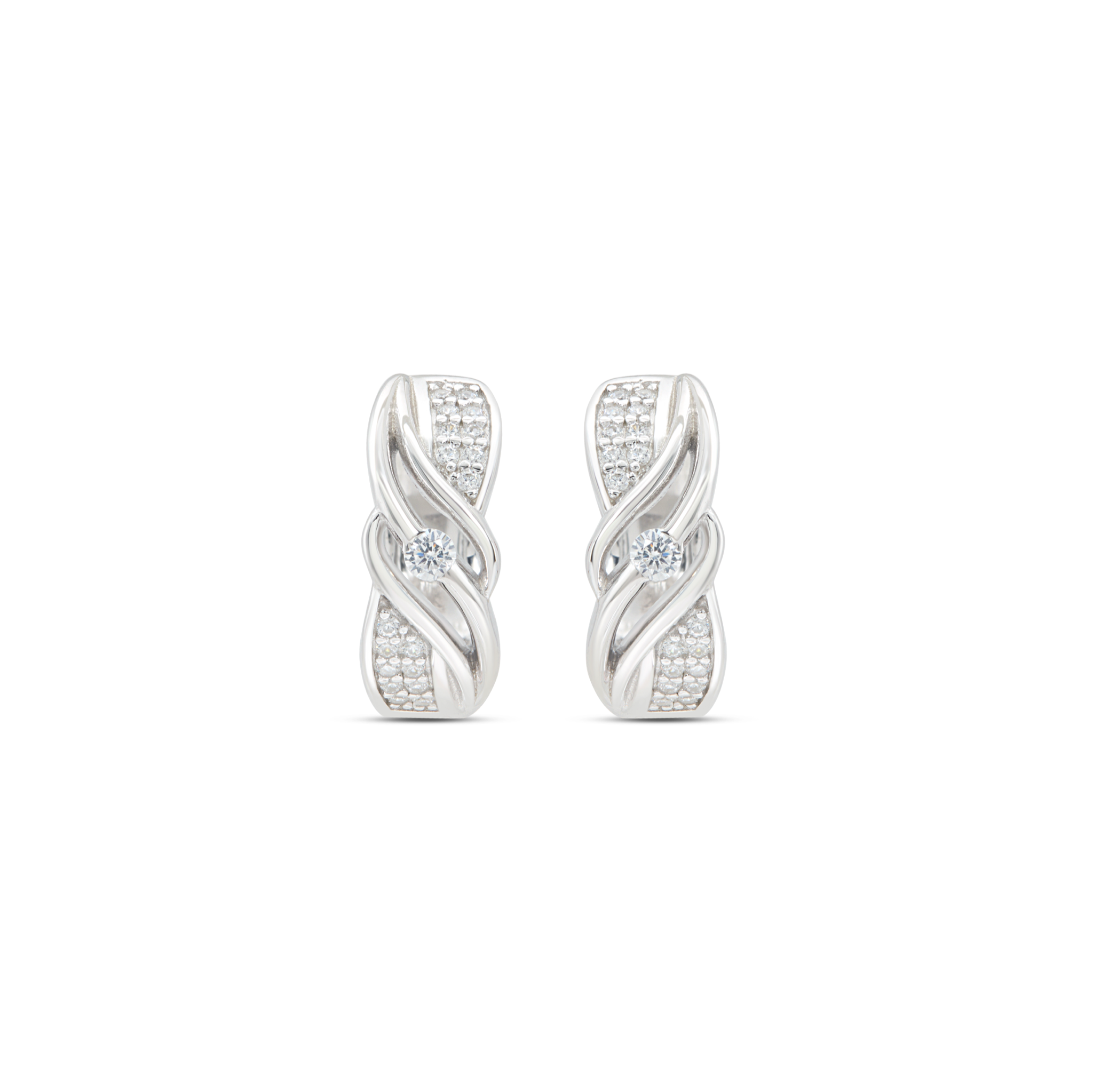 Twisted Braid Pave Drop & Hoop Earrings