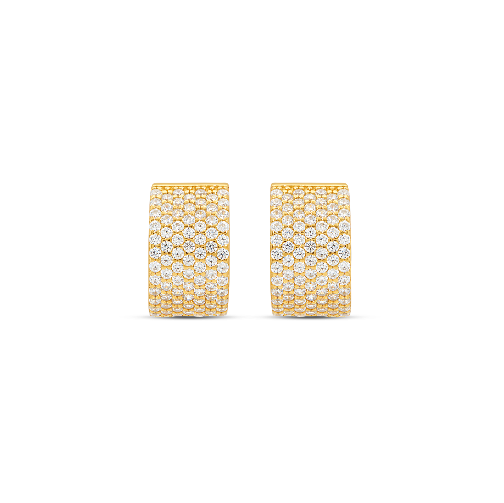 Square All-Over Pave Stud & Wide Hoop Earrings