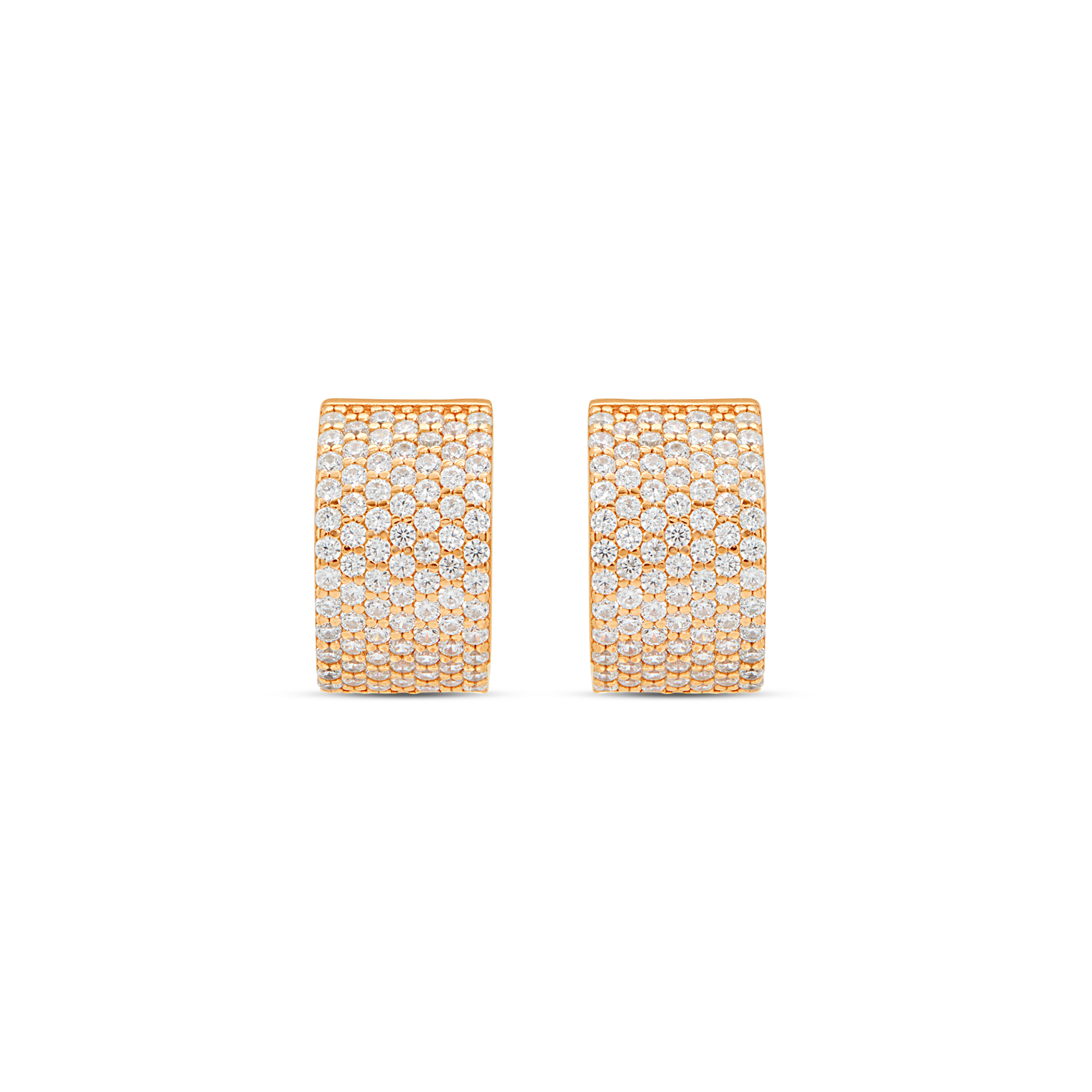 Square All-Over Pave Stud & Wide Hoop Earrings