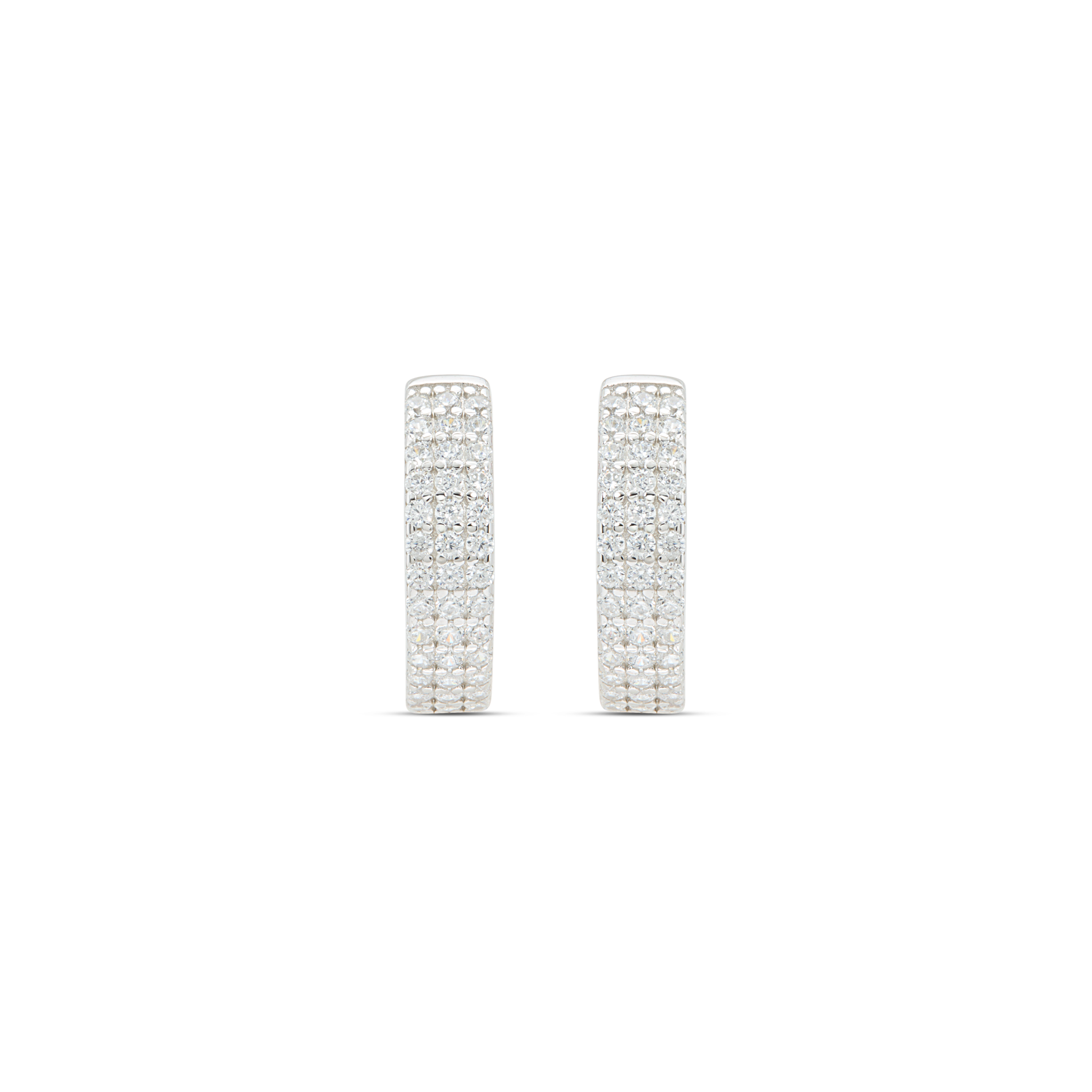 Double-Bar Parallel Pave Drop & Open Hoop Earrings