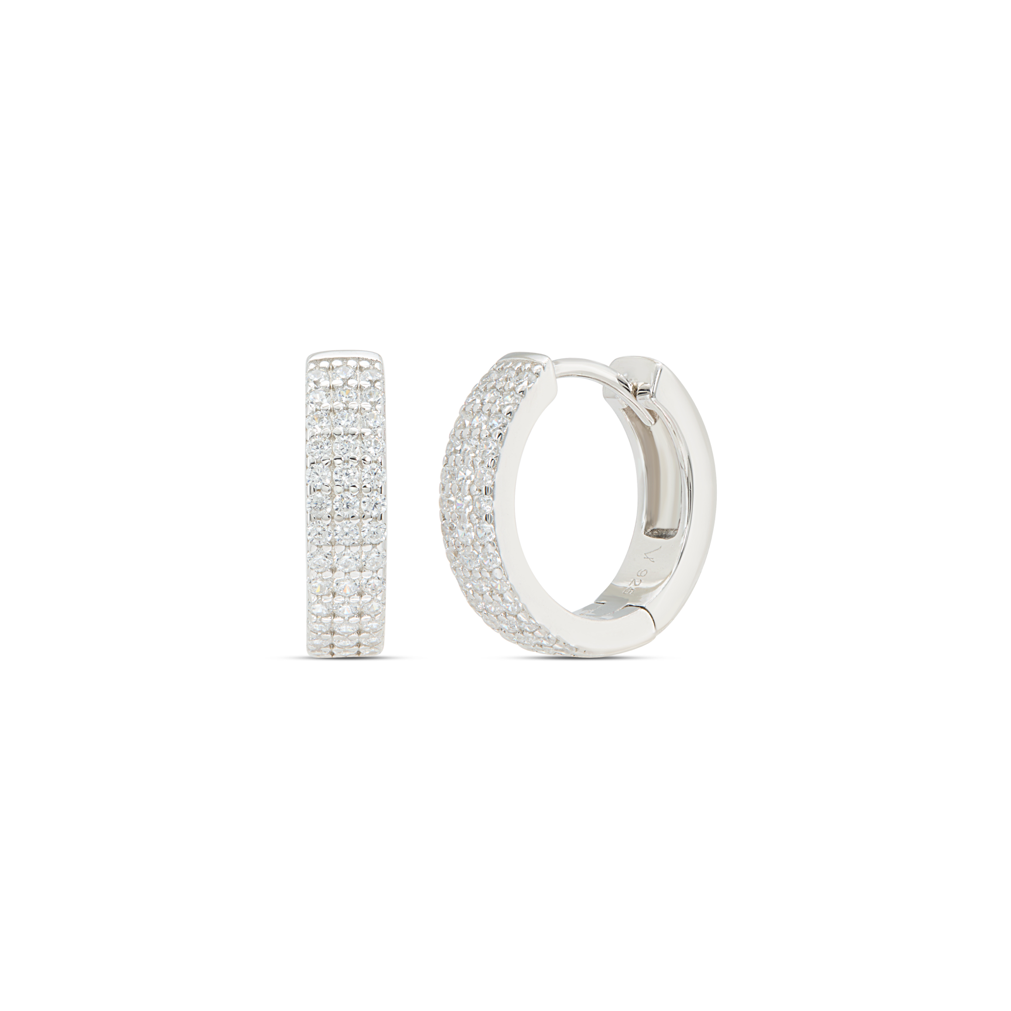 Double-Bar Parallel Pave Drop & Open Hoop Earrings