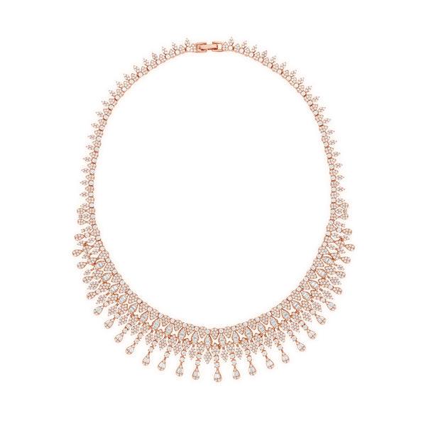 Dazzling Fringe Statement Bib - Rose Gold