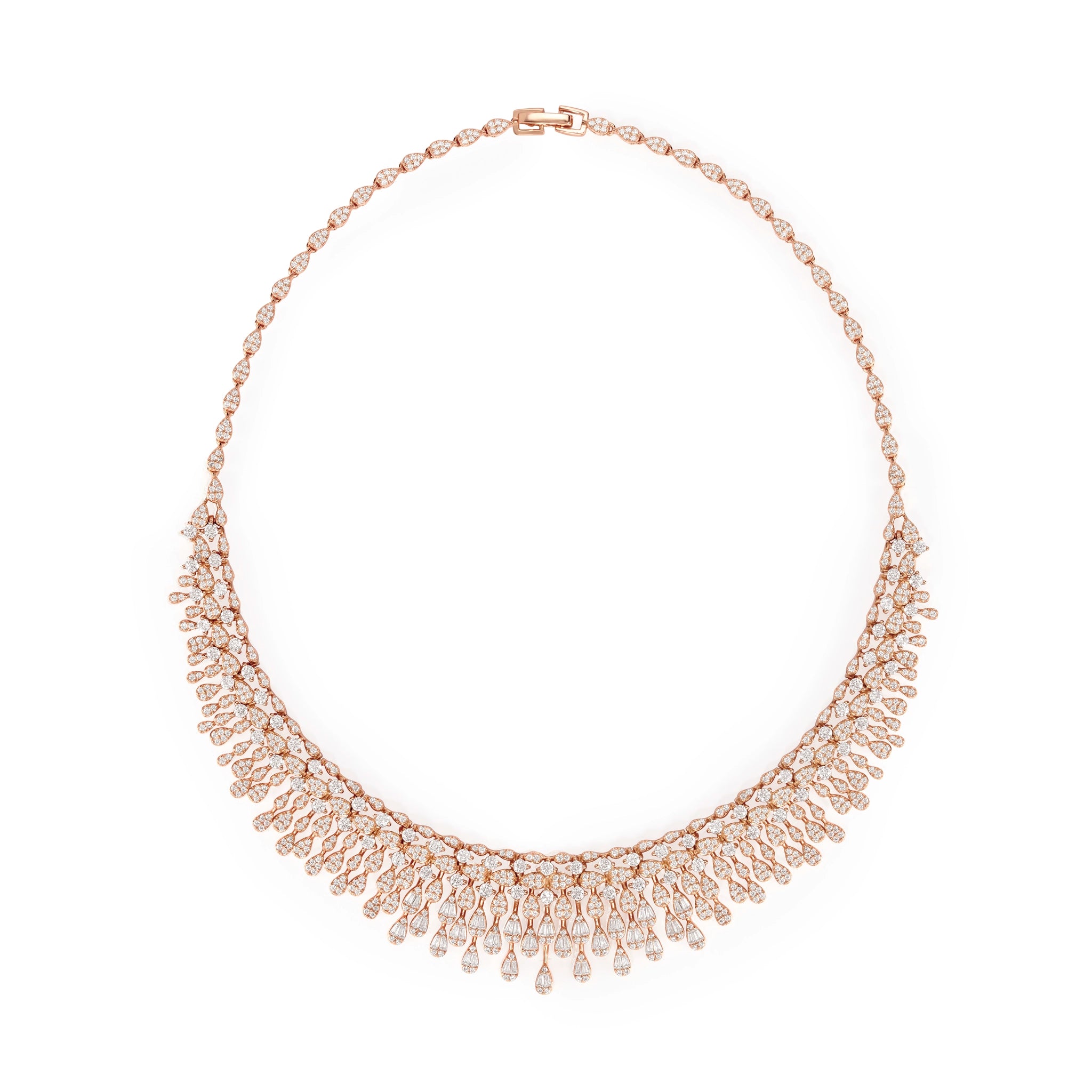 Rose Gold Crystal Empress Fringe Necklace