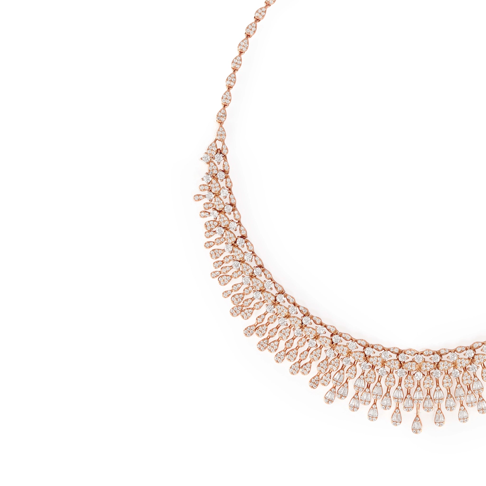 Rose Gold Crystal Empress Fringe Necklace