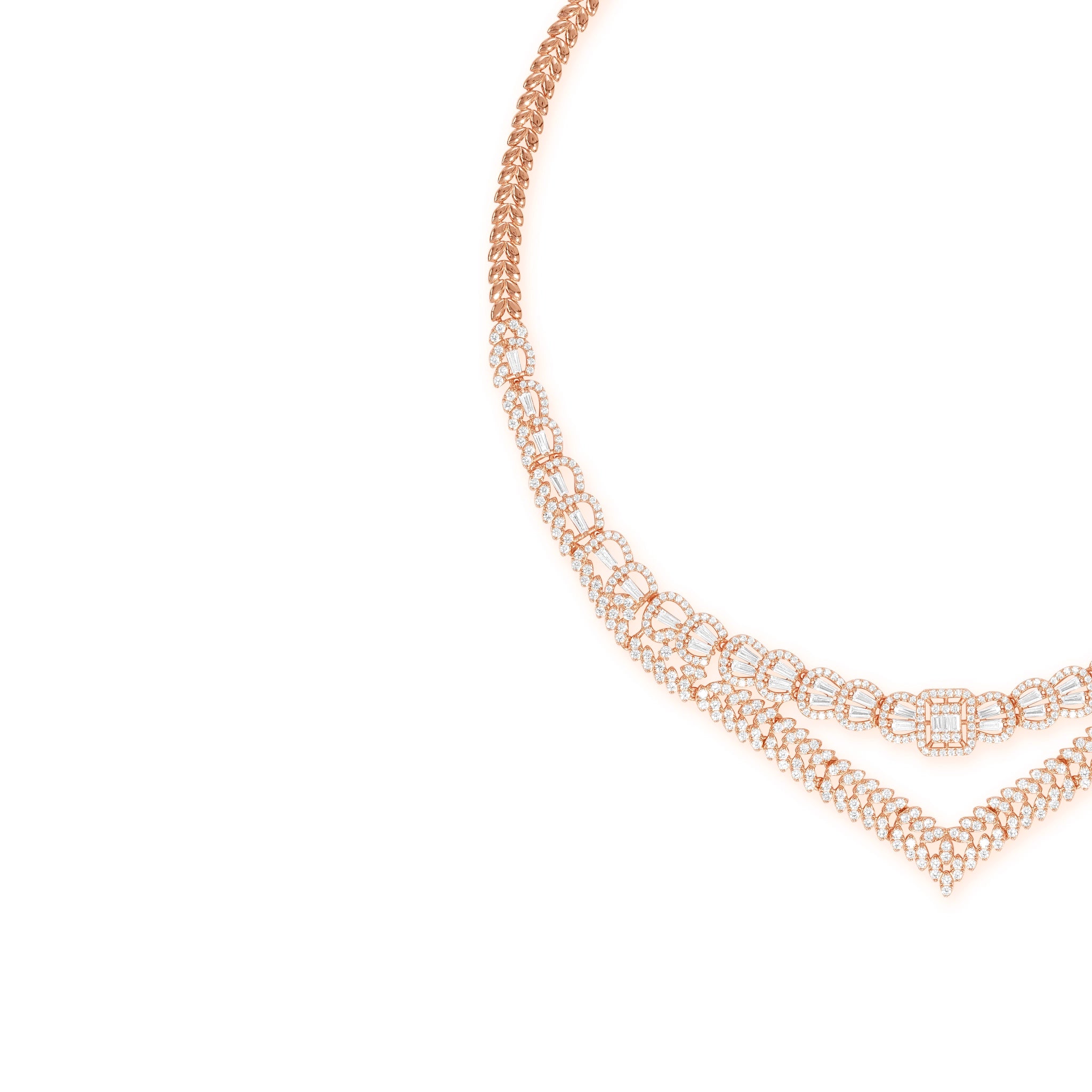 Rose Gold Opulent V-Line Crystal Necklace