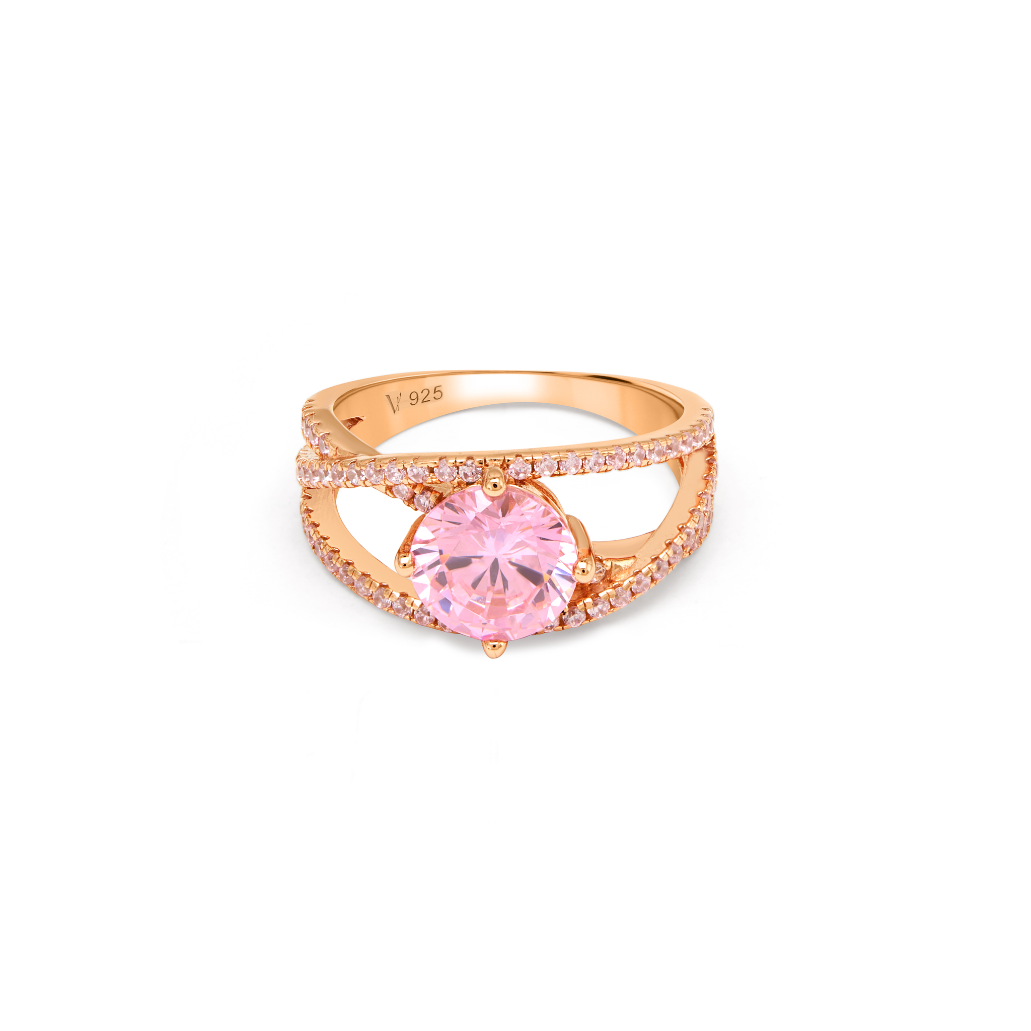 Split Shank Pavé Solitaire Ring - Rose Gold