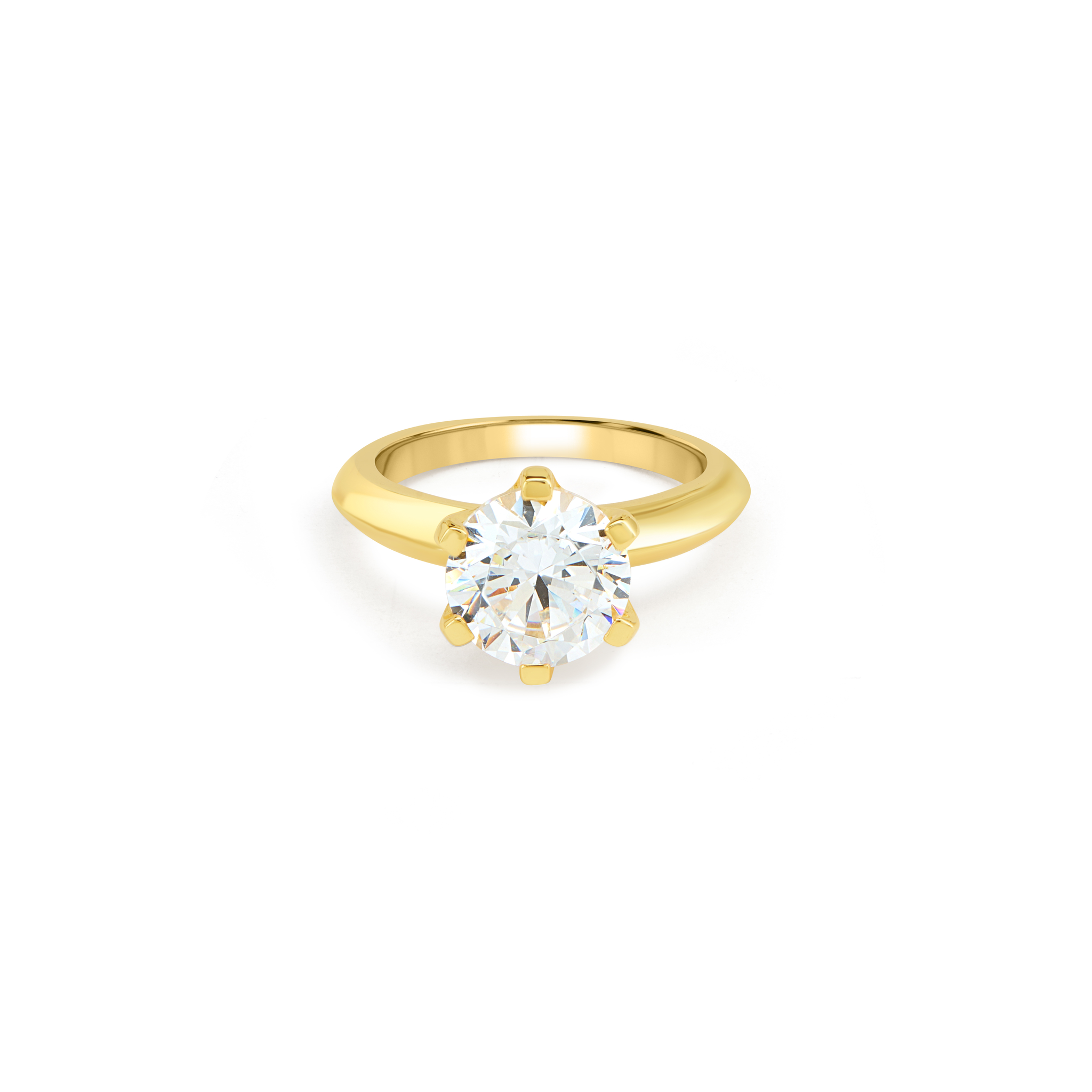 Classic Six-Prong Pink CZ Solitaire Ring - Gold