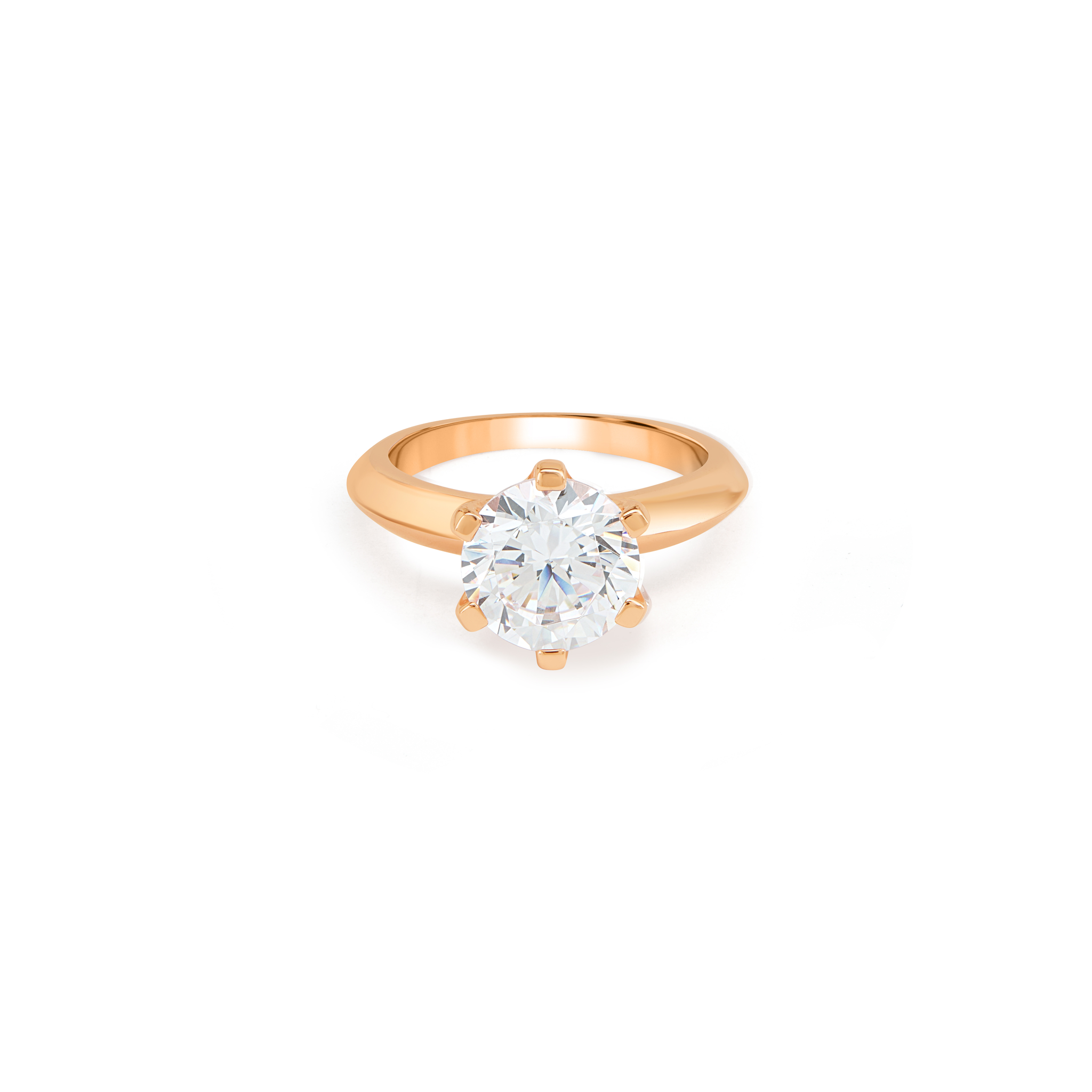 Classic Six-Prong Pink CZ Solitaire Ring - Rose Gold