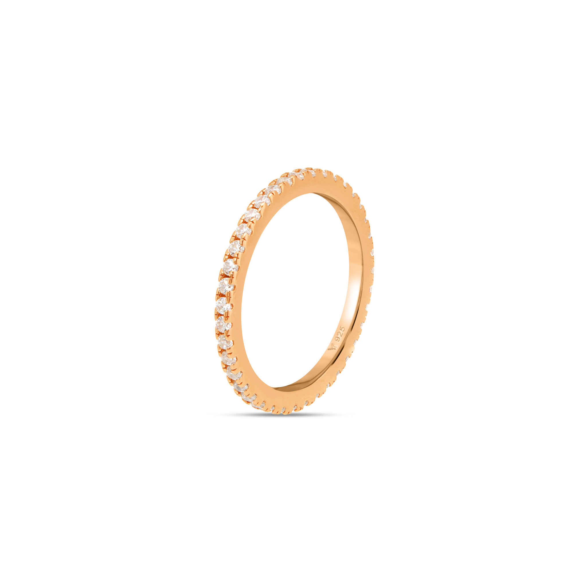 Slim Micro-Pavé CZ Eternity Band Ring  - Rose Gold