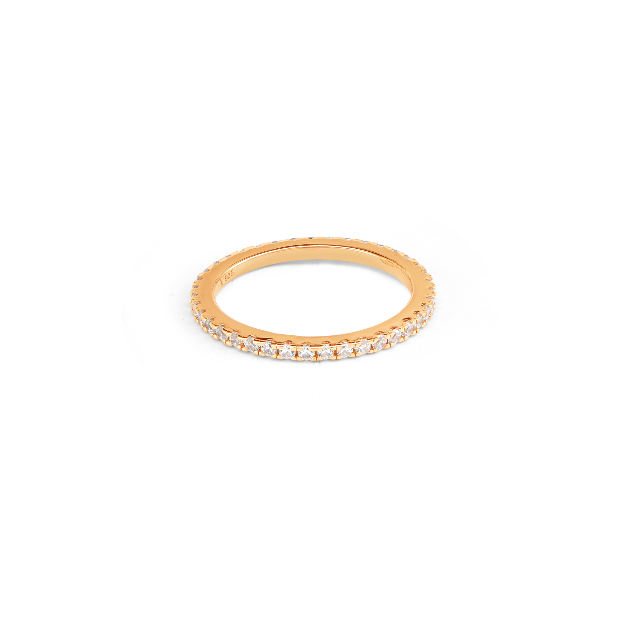 Slim Micro-Pavé CZ Eternity Band Ring  - Rose Gold