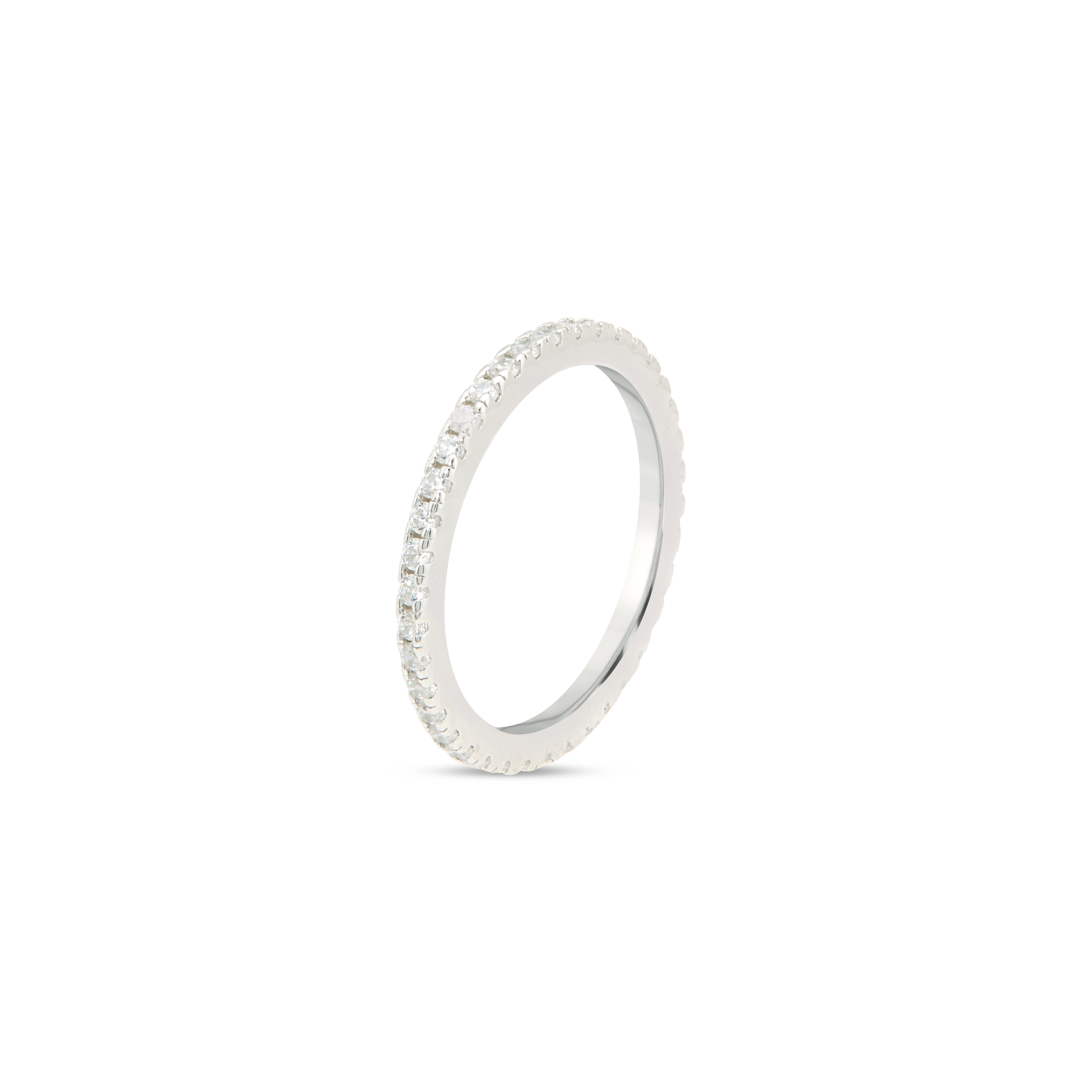 Slim Micro-Pavé CZ Eternity Band Ring  - Silver
