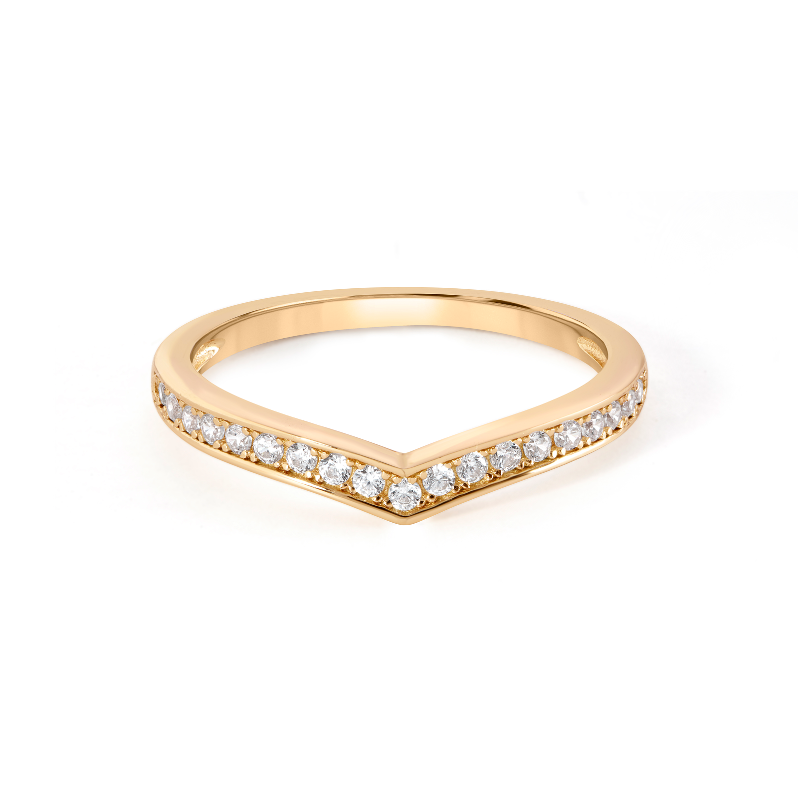 Chevron Pave Band Ring - Gold