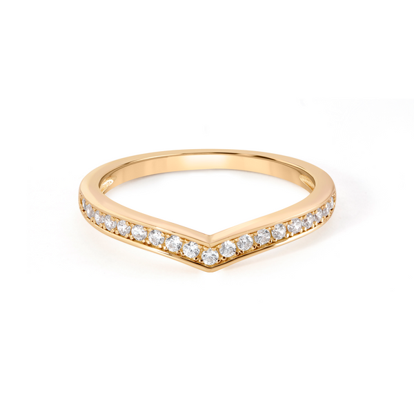 Chevron Pave Band Ring - Gold