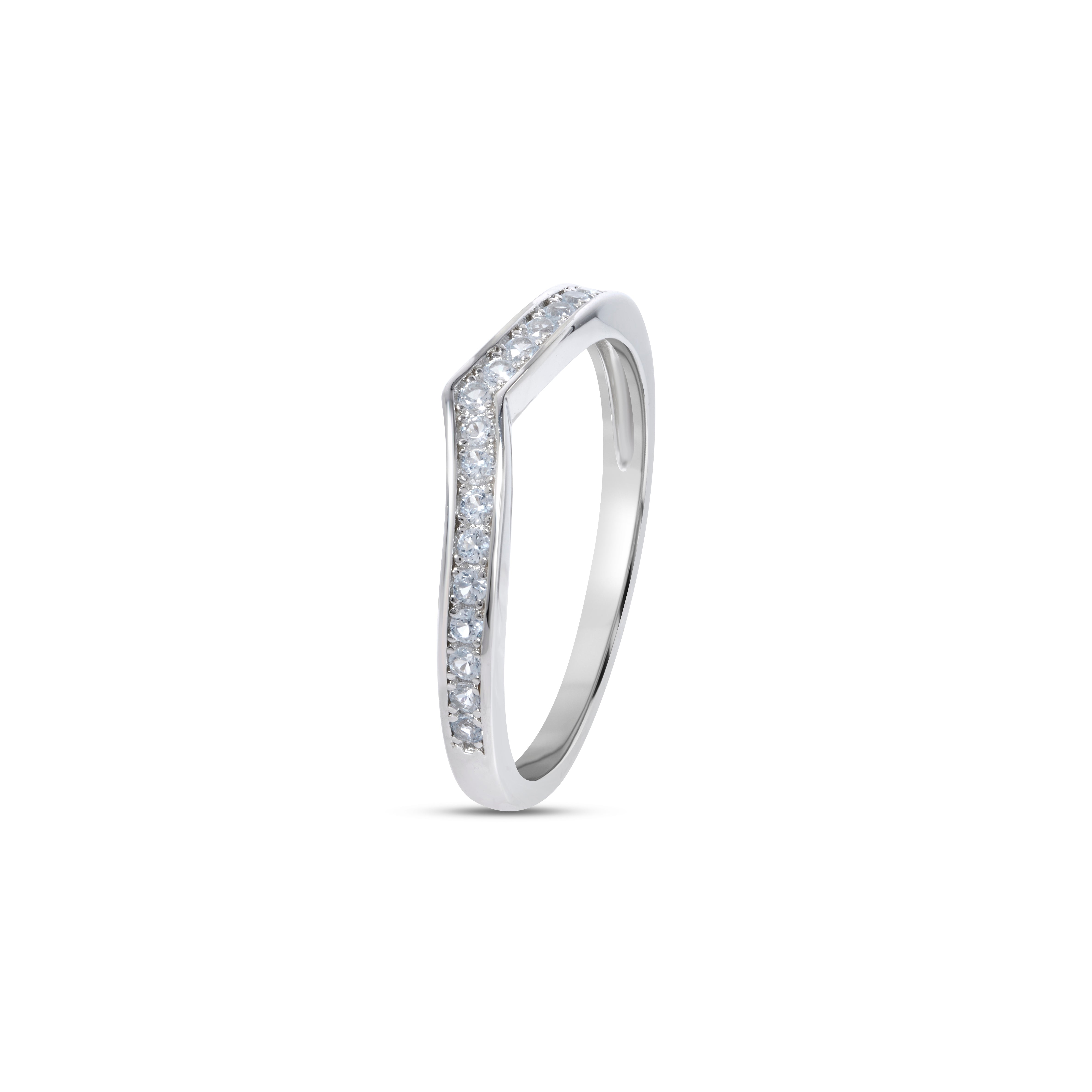 Chevron Pave Band Ring - Silver
