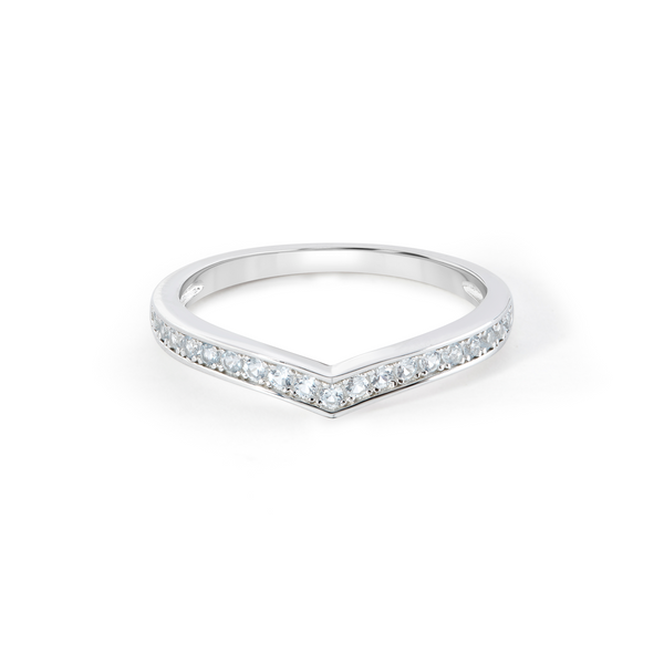 Chevron Pave Band Ring - Silver