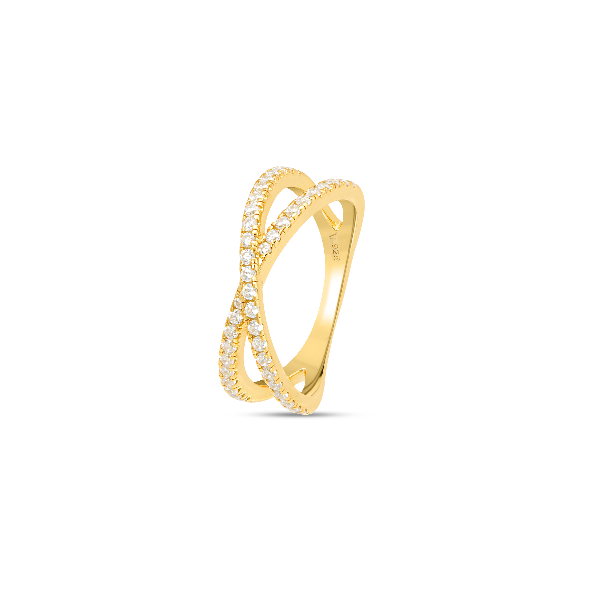 CZ Criss-Cross Crossover Pavé Band Ring  - Gold