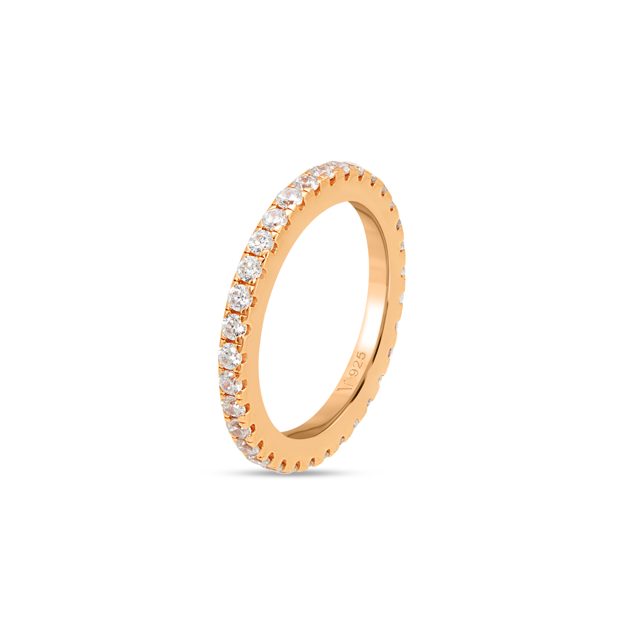 Blue Aqua CZ Full Eternity Band Ring - Rose Gold