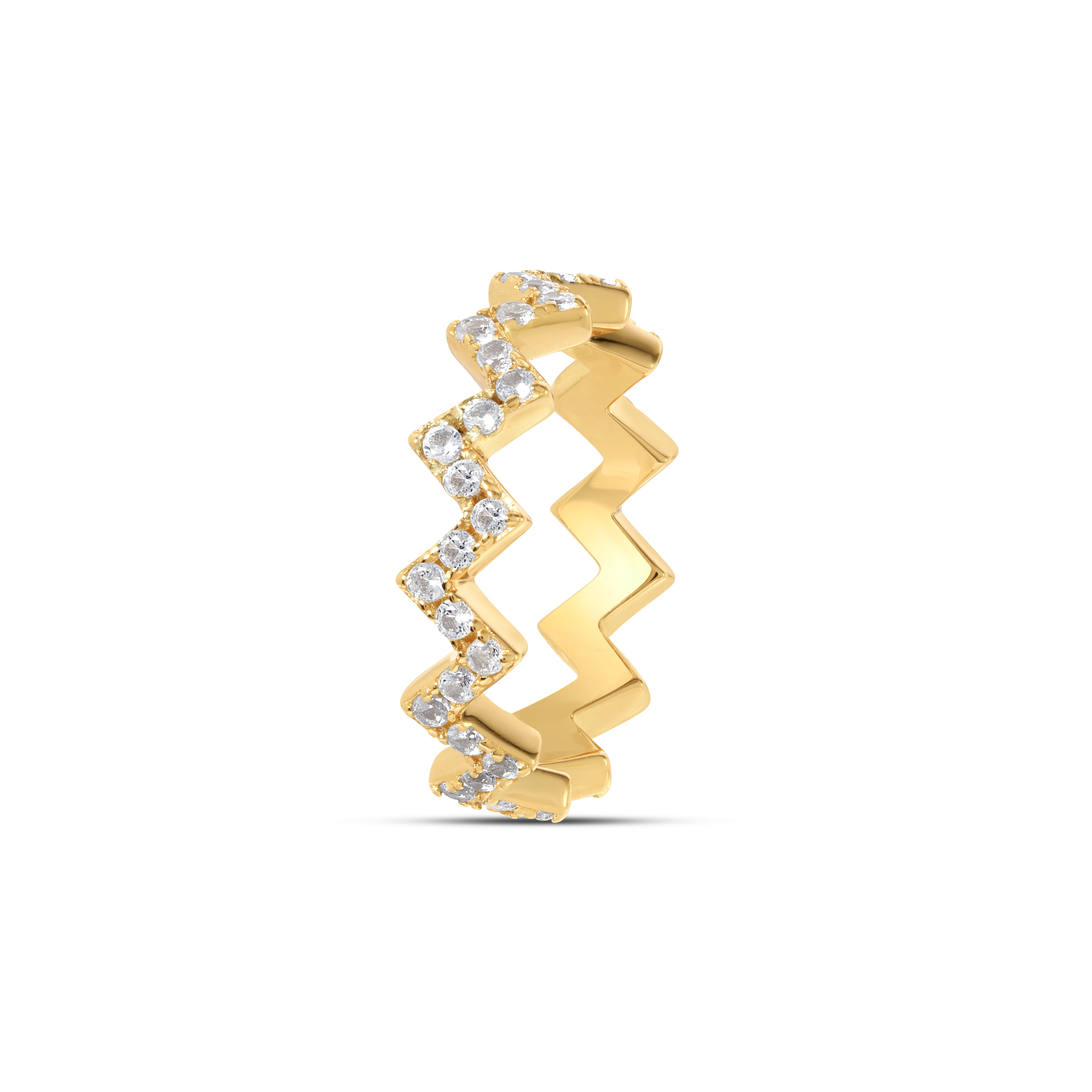 Geometric Zigzag Band Ring - Gold