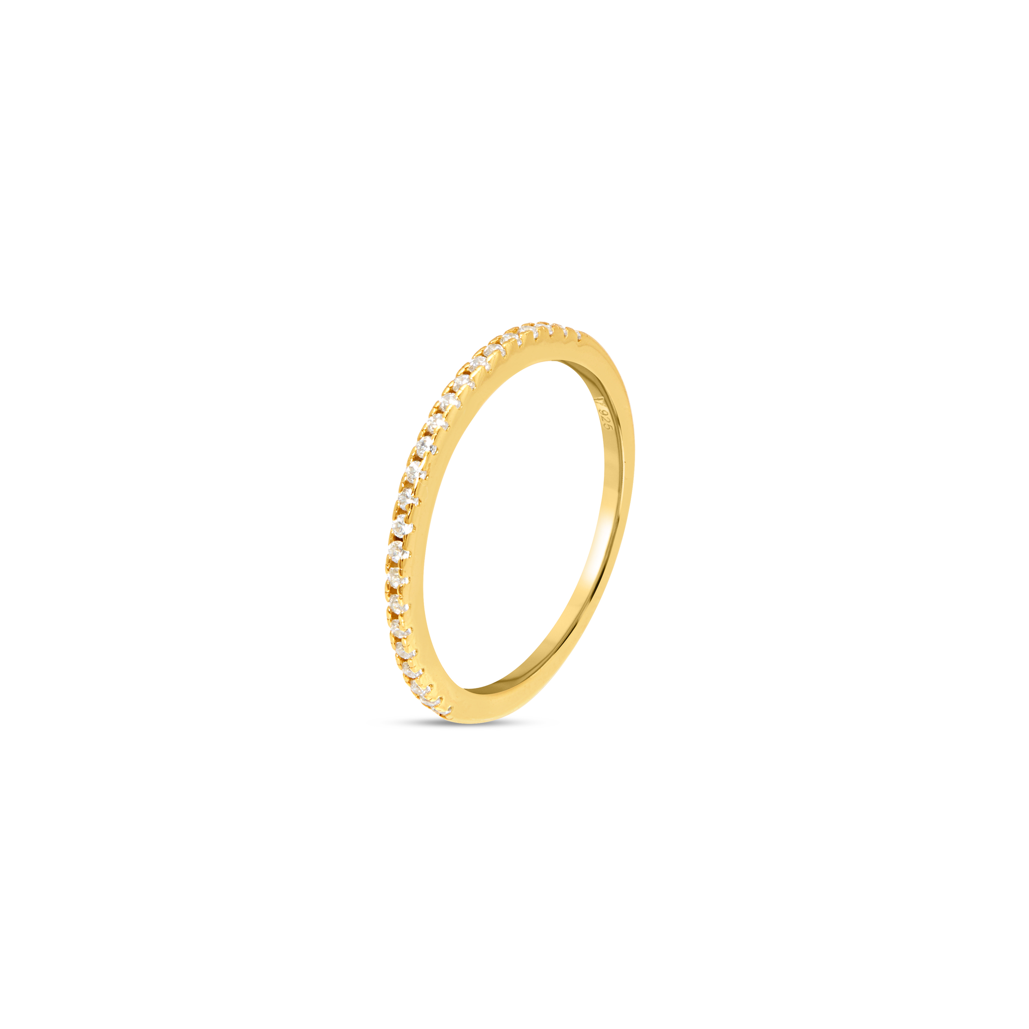 Champagne CZ Half Eternity Stacking Band Ring - Gold
