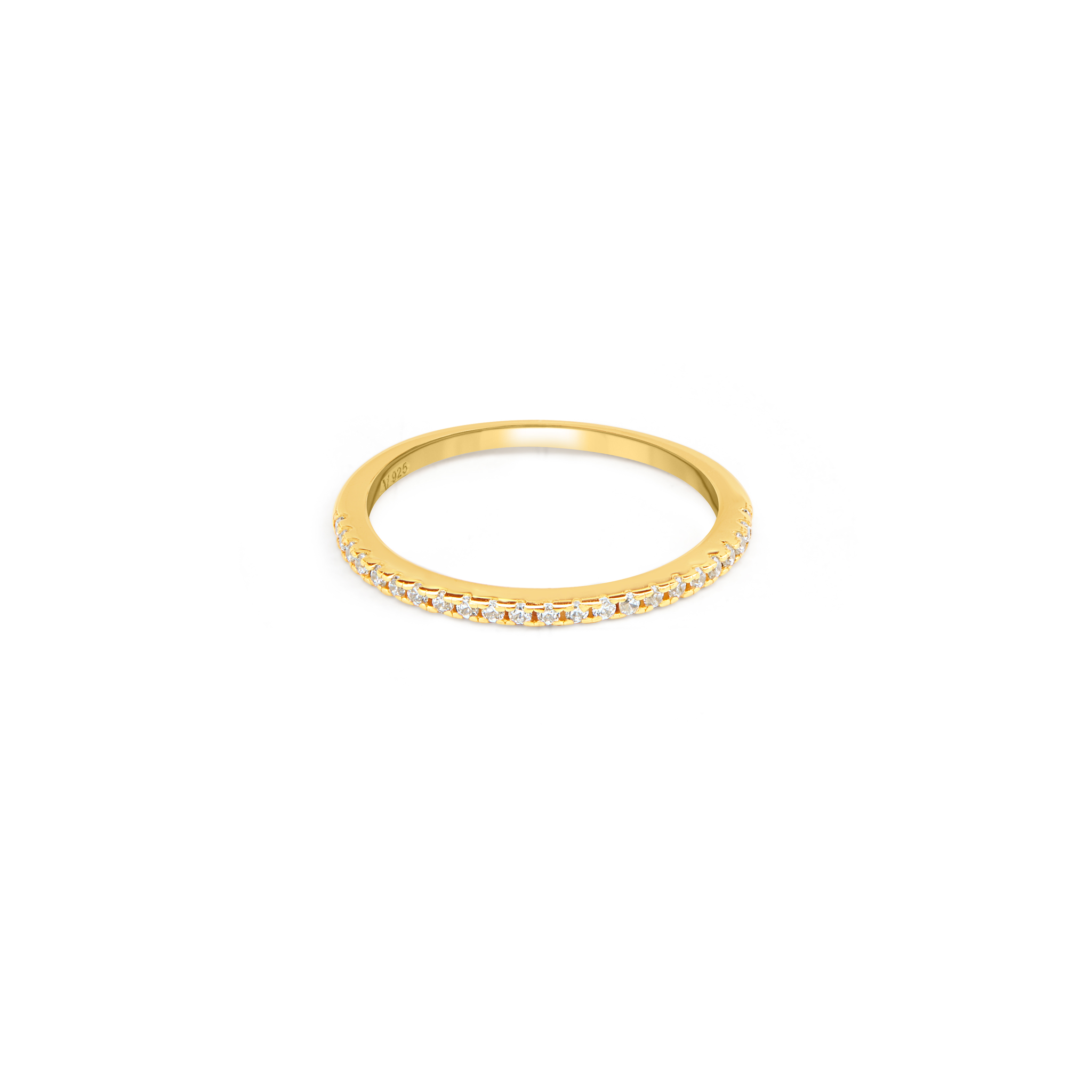 Champagne CZ Half Eternity Stacking Band Ring - Gold