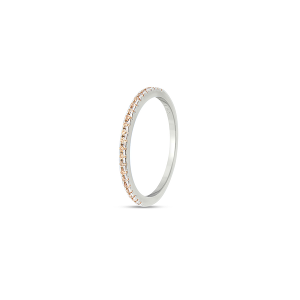 Champagne CZ Half Eternity Stacking Band Ring - Silver