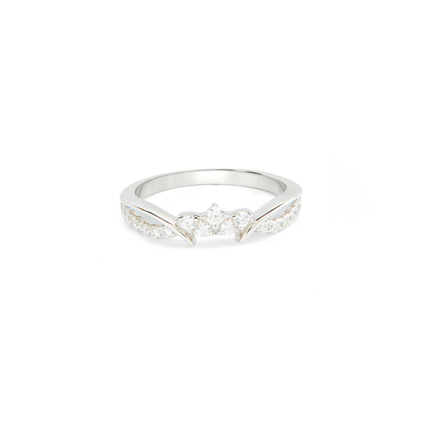 Trilogy Cluster Twisted Pavé CZ Ring - Silver