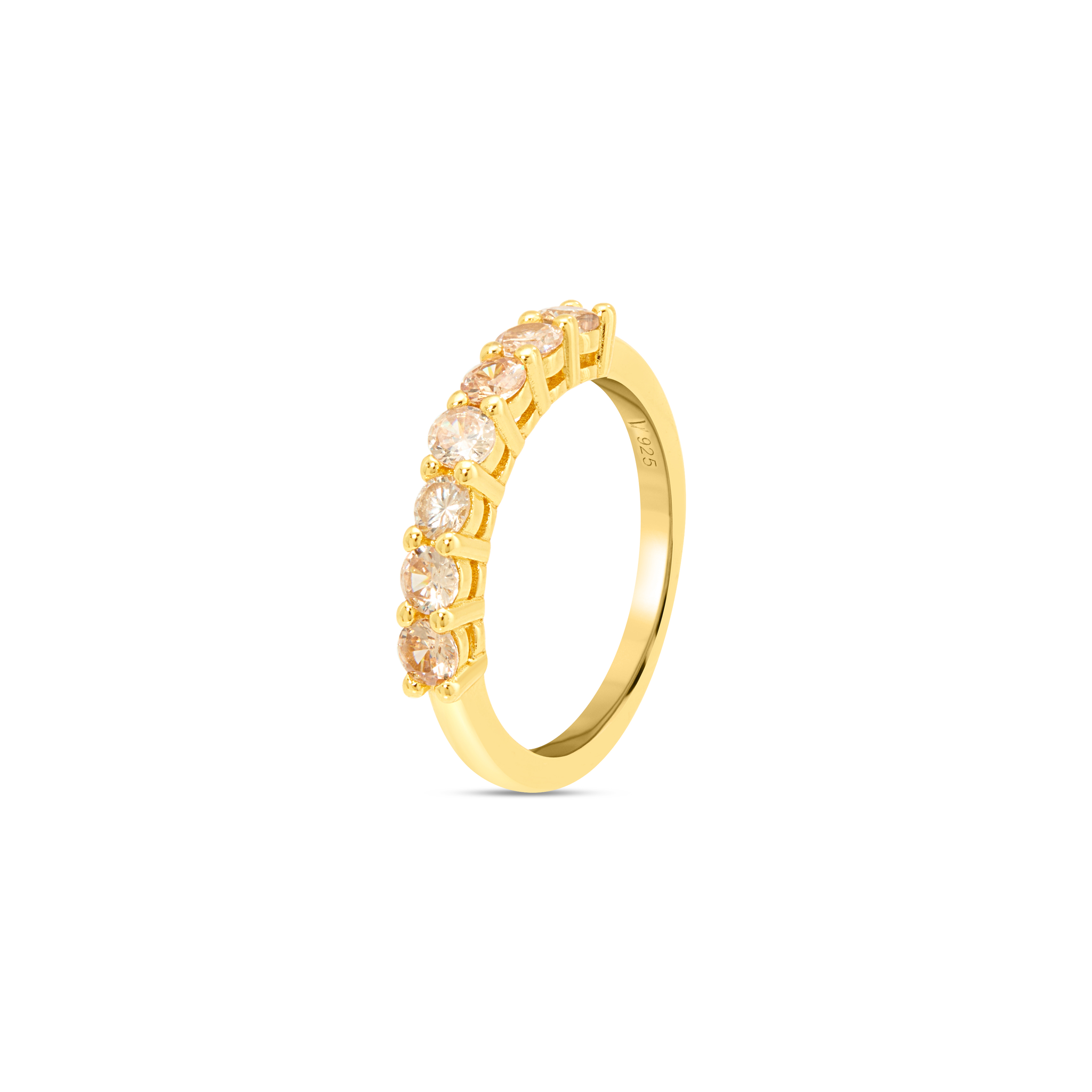 Large CZ Multi-Stone Half Eternity Ring - Gold