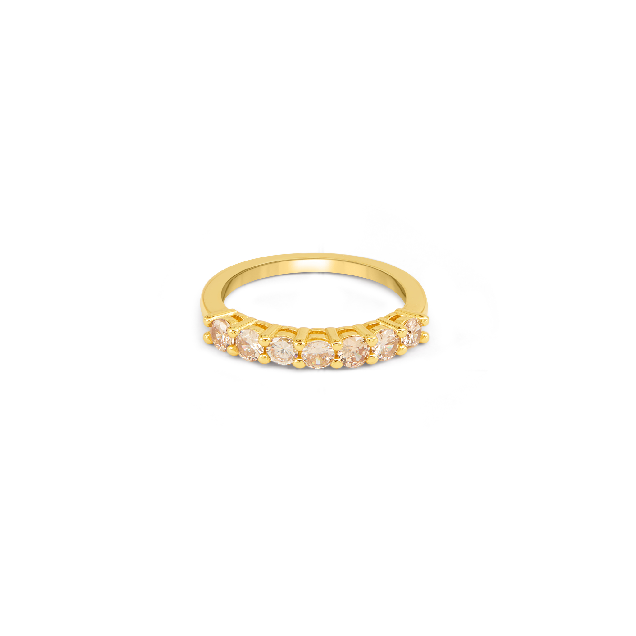 Large CZ Multi-Stone Half Eternity Ring - Gold