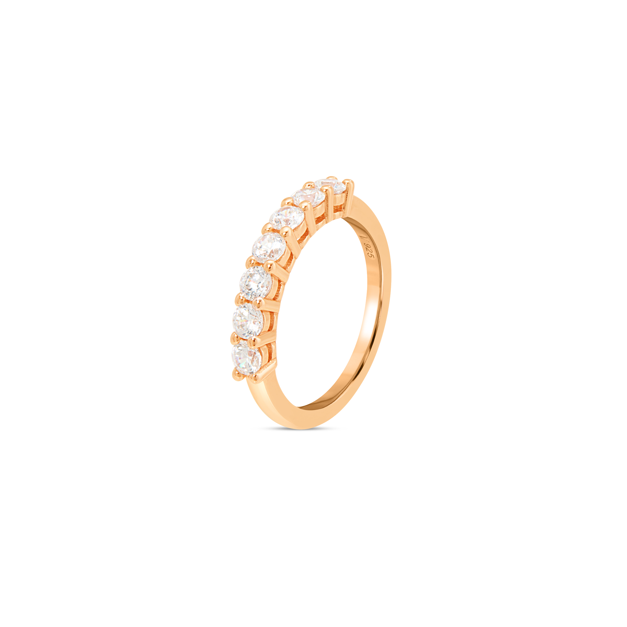 Large CZ Multi-Stone Half Eternity Ring - Rose Gold
