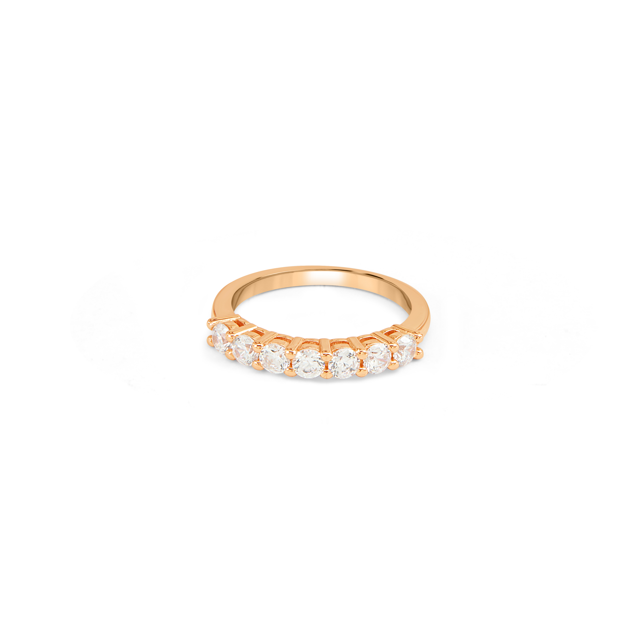 Large CZ Multi-Stone Half Eternity Ring - Rose Gold