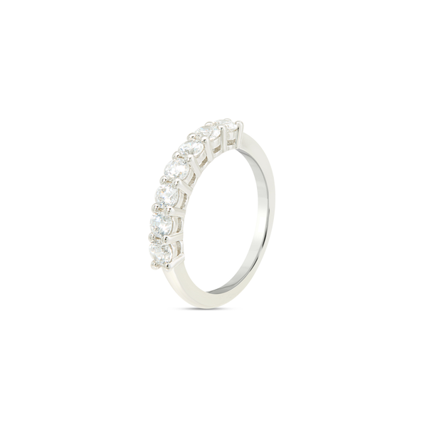 Large CZ Multi-Stone Half Eternity Ring - Silver