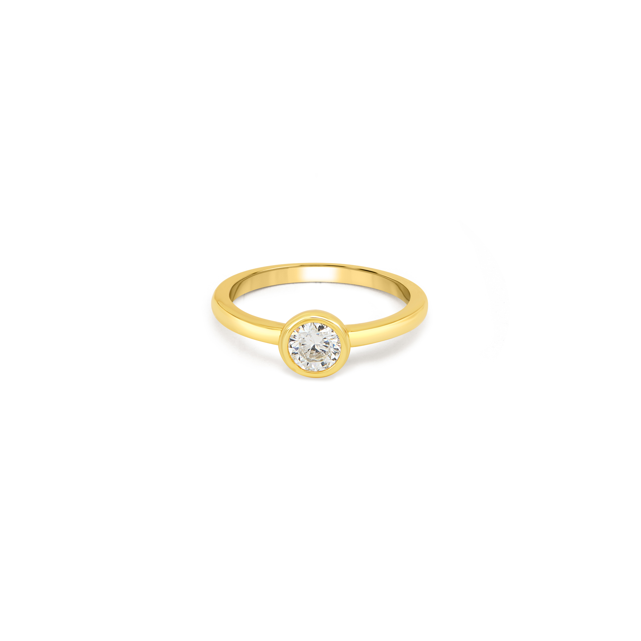 Round Bezel Solitaire Ring - Gold