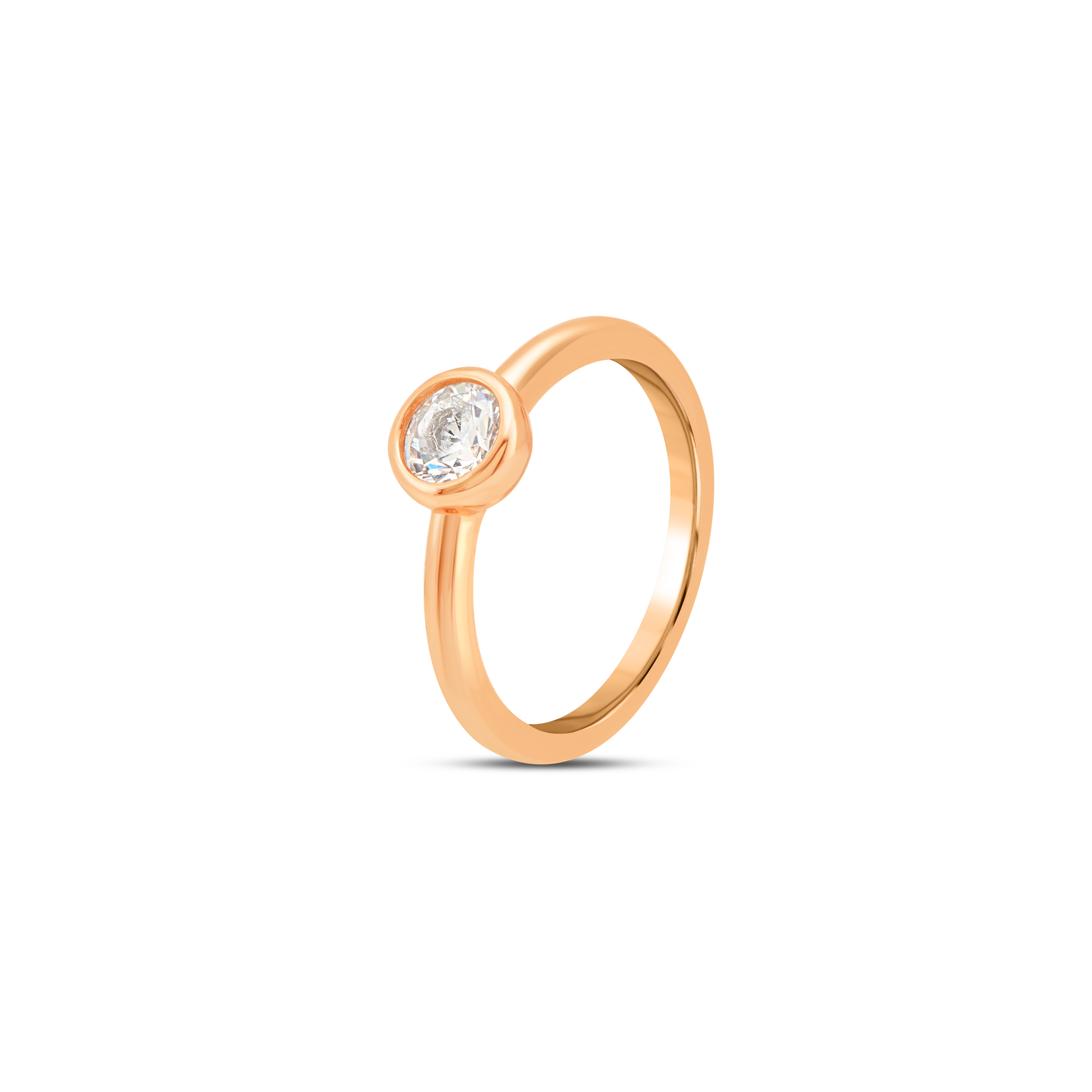 Round Bezel Solitaire Ring - Rose Gold