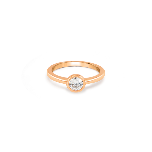 Round Bezel Solitaire Ring - Rose Gold