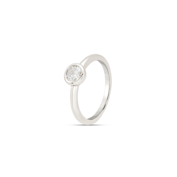 Round Bezel Solitaire Ring - Silver