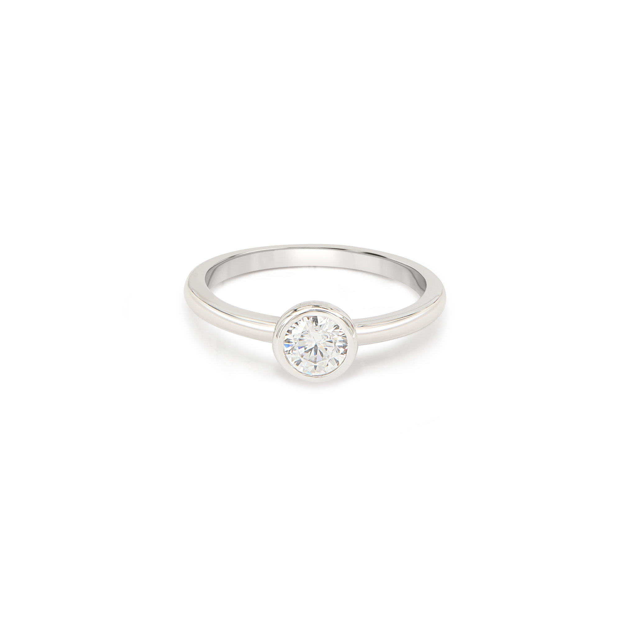 Round Bezel Solitaire Ring - Silver